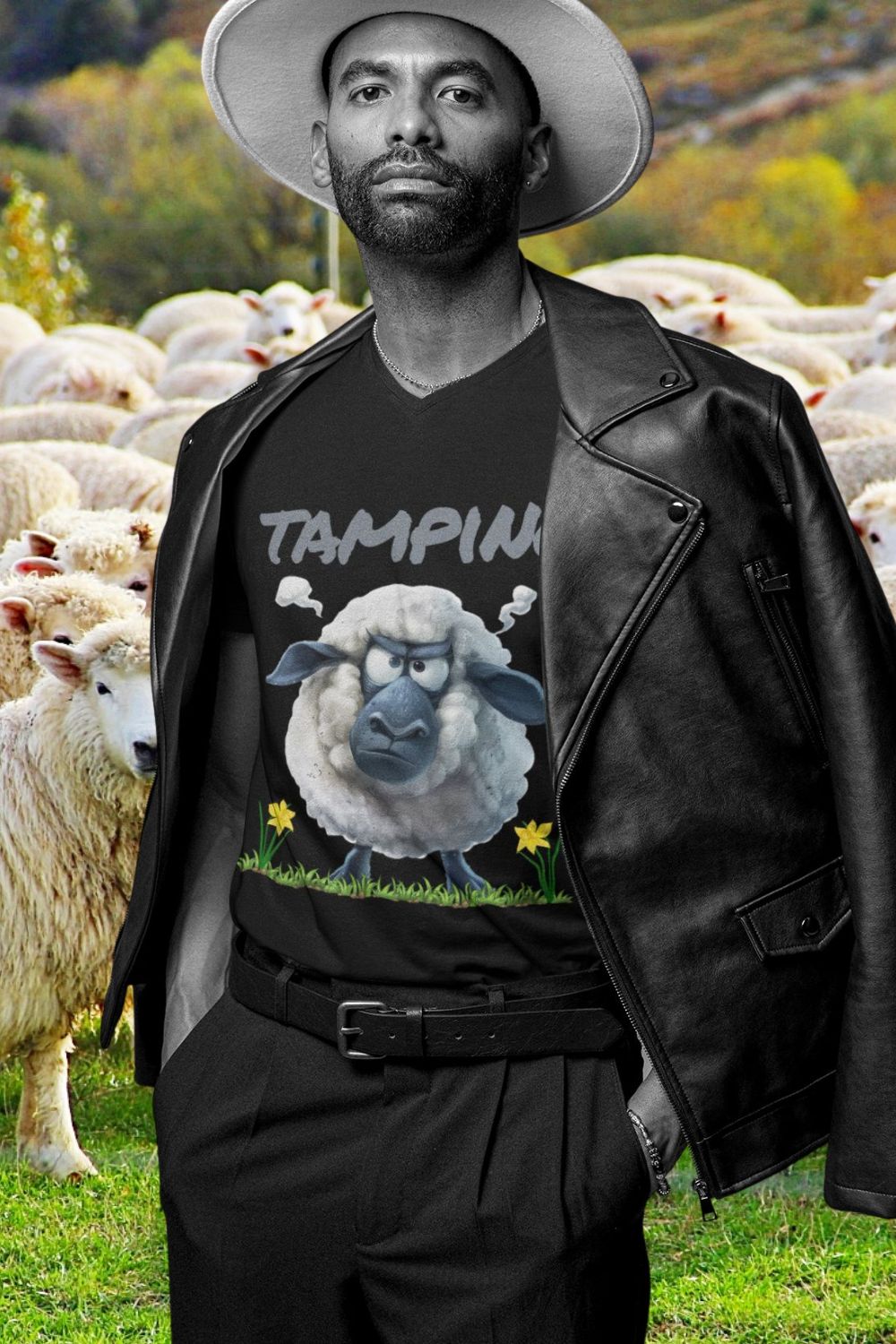 Men’s Tamping Welsh Sheep T-Shirt – Celebrating Iconic Valleys Phrases