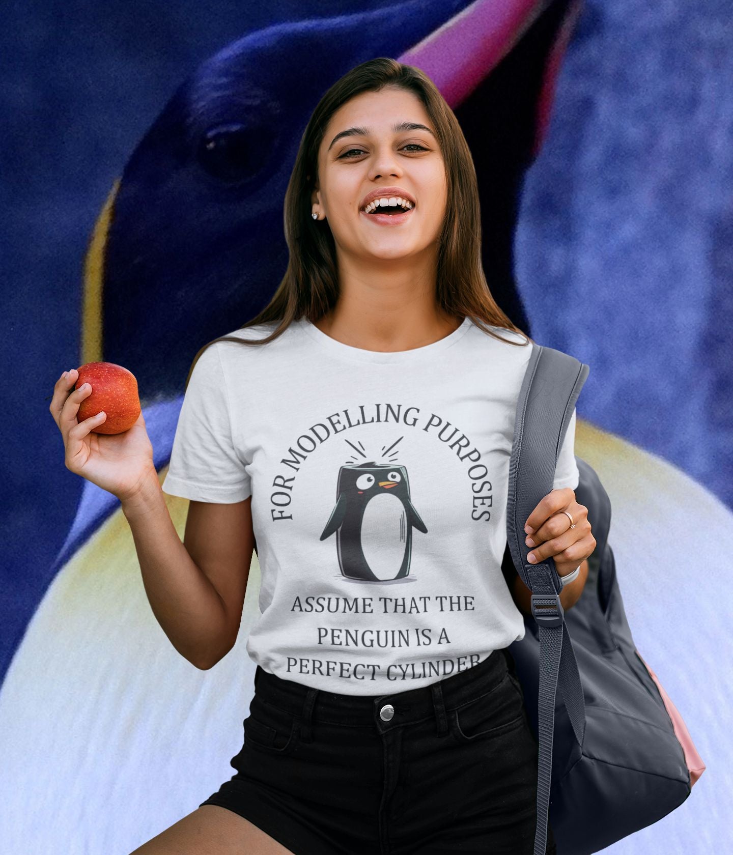 "For Modelling Purposes, Assume the Penguin is a Perfect Cylinder" Women's T-Shirt – Fun Math Design for STEM Lovers