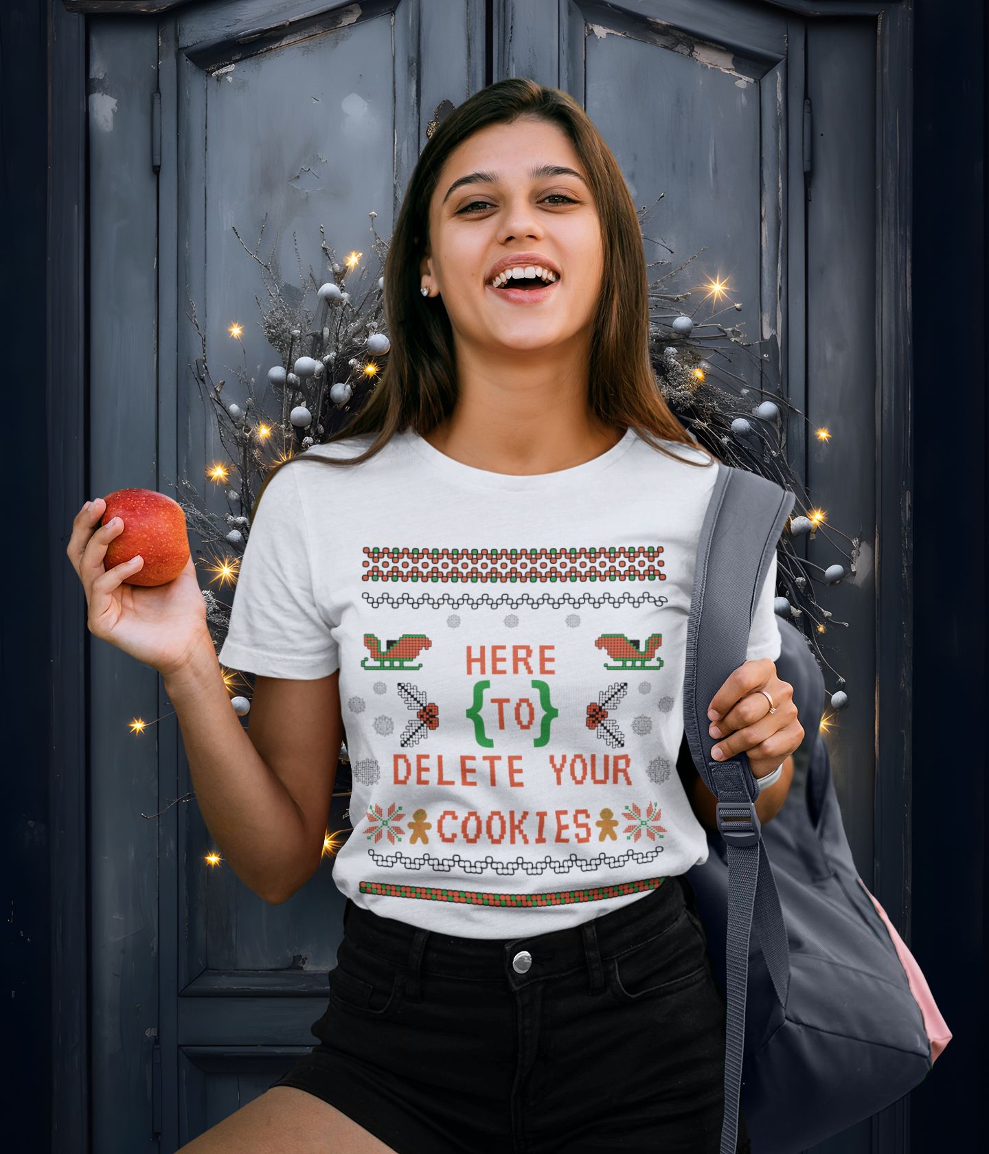 Women's Here to Delete Your Cookies Tech Support T-shirt: A Fun, Tech-Inspired Christmas Essential