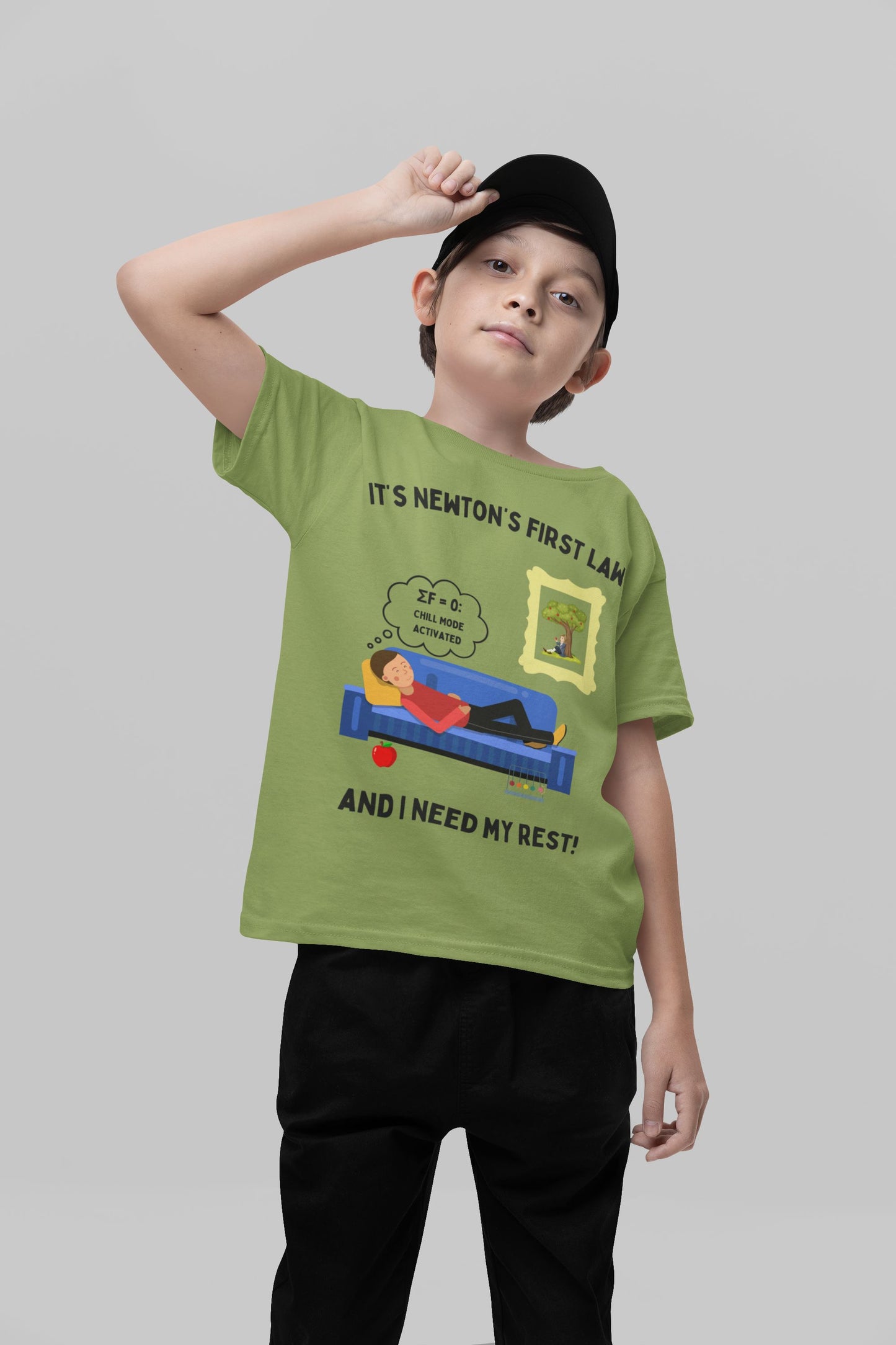 Chill Mode Activated – Kids’ STEM T-Shirt Inspired by Newton’s First Law