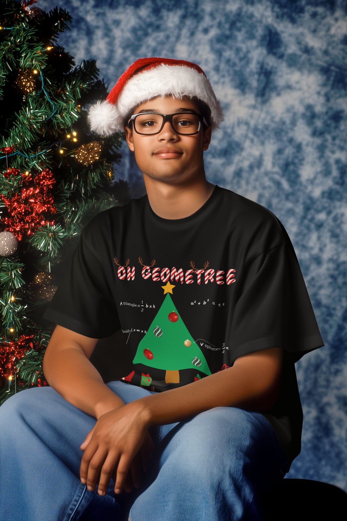 Men's "OH GEOMETREE" Christmas T-shirt – Unisex Design