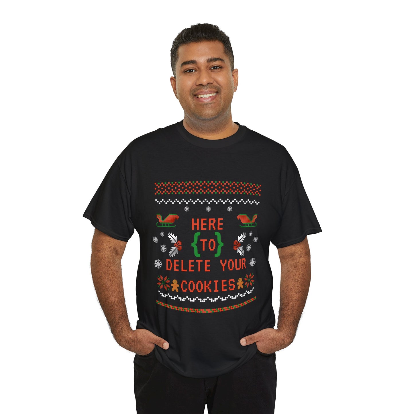 Men's Unisex Design Here to Delete Your Cookies T-Shirt: A Fun, Tech-Inspired Holiday Essential