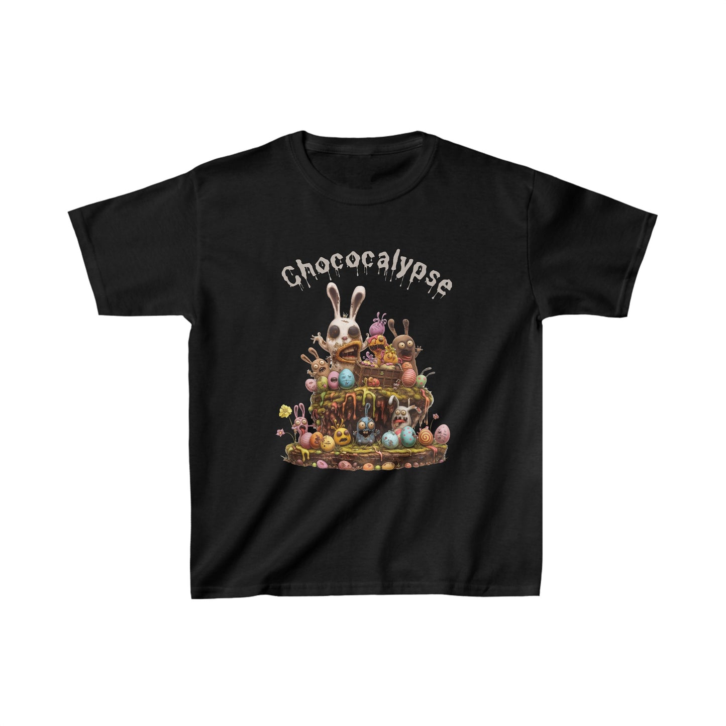 Chococalypse Zombie Bunny T-Shirt – Fun & Spooky Chocolate Mayhem for Kids