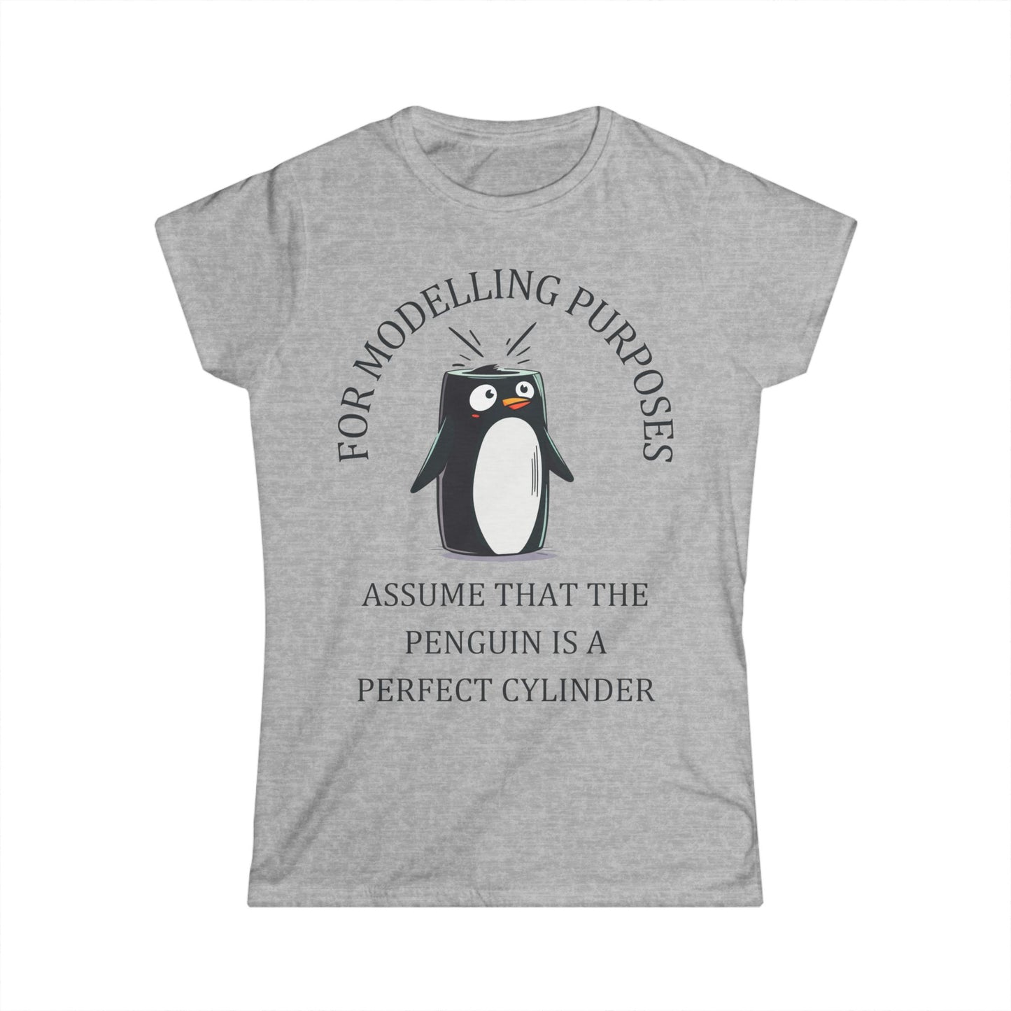 "For Modelling Purposes, Assume the Penguin is a Perfect Cylinder" Women's T-Shirt – Fun Math Design for STEM Lovers