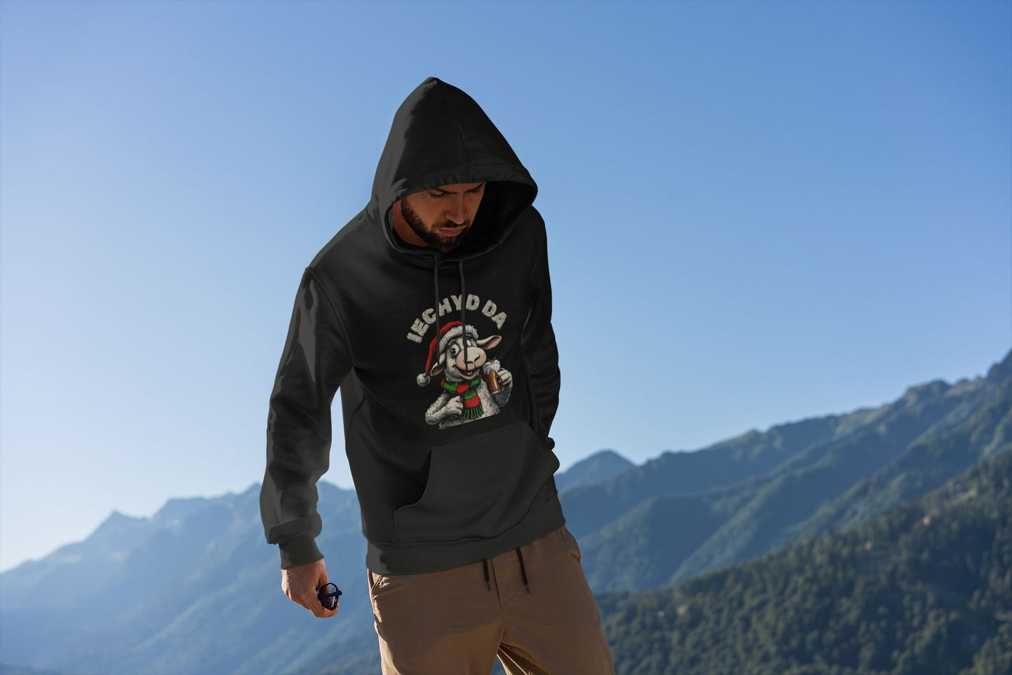 Men's Black "Iechyd Da" Hoodie – Welsh Christmas Hoodie Alternative