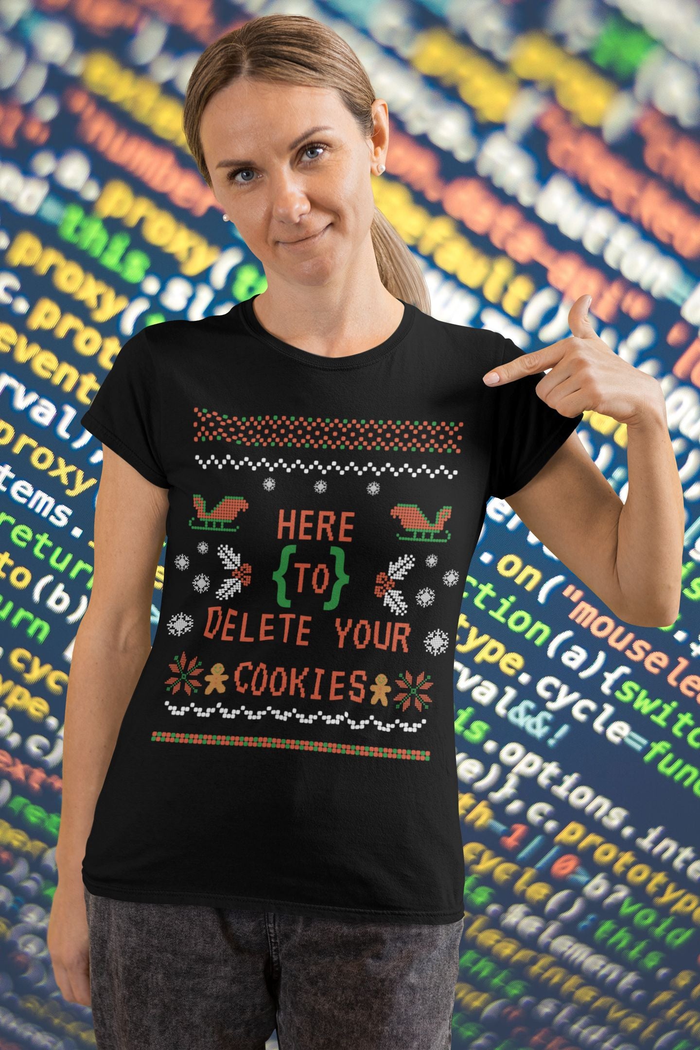 Women's Here to Delete Your Cookies Tech Support T-shirt: A Fun, Tech-Inspired Christmas Essential