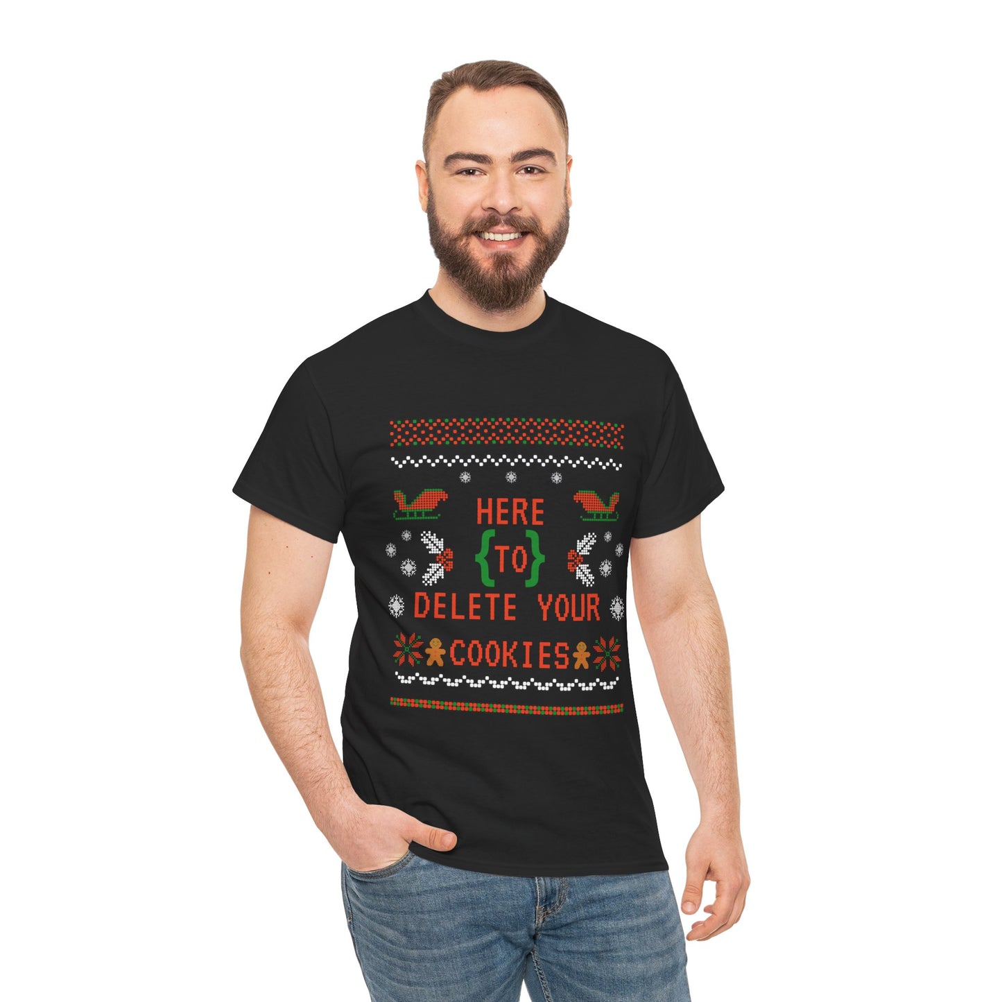 Men's Unisex Design Here to Delete Your Cookies T-Shirt: A Fun, Tech-Inspired Holiday Essential