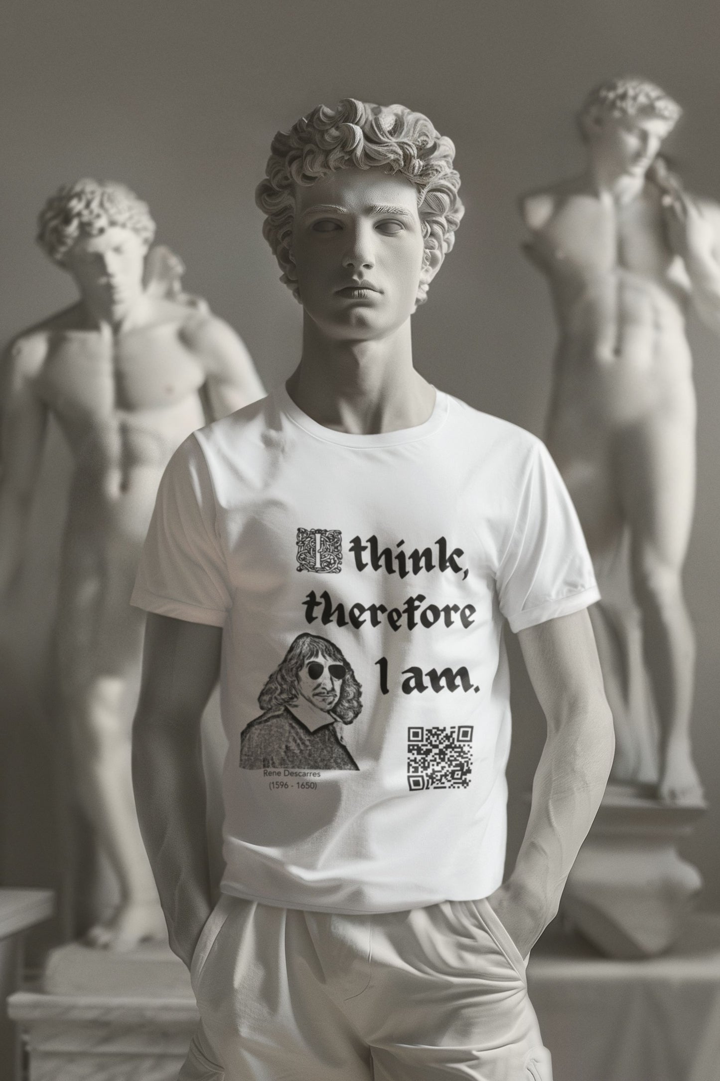 Rene Descarres "I think, therefore I am" (Maths Inspired Interactive T-Shirt)