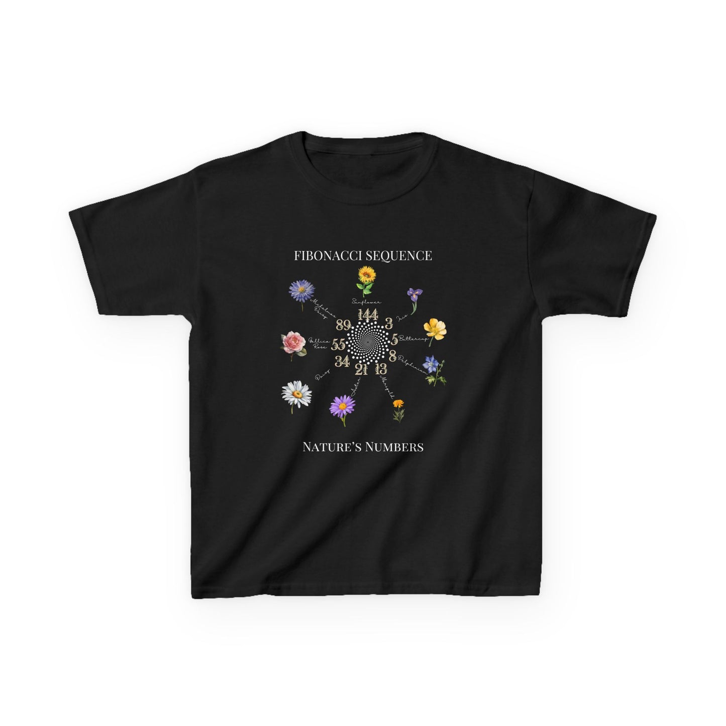 STEM-Inspired Fibonacci Sequence T-Shirt for Kids – Nature and Maths Combined