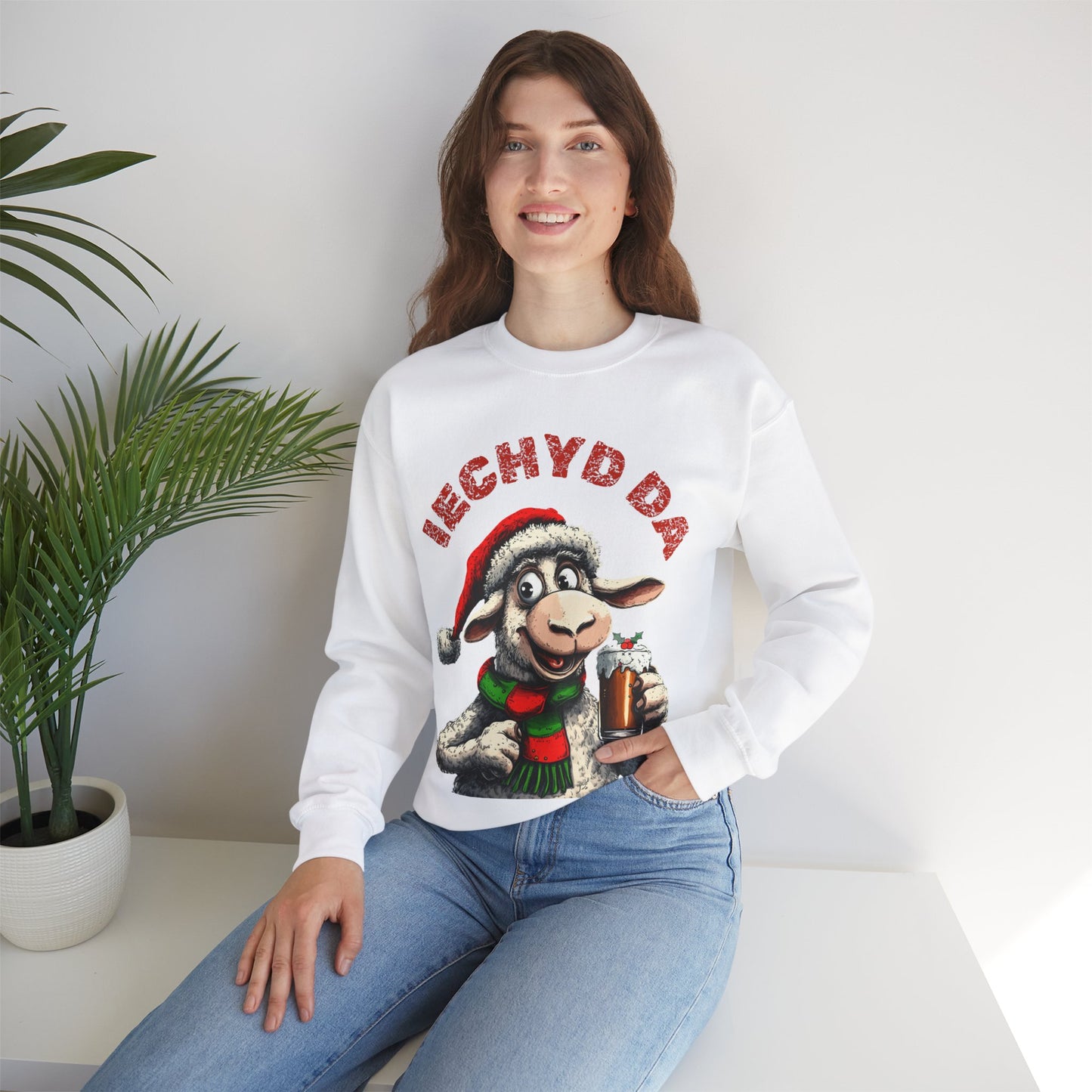 Women's Black or White "Iechyd Da" Sweatshirt – Welsh Christmas Jumper Alternative