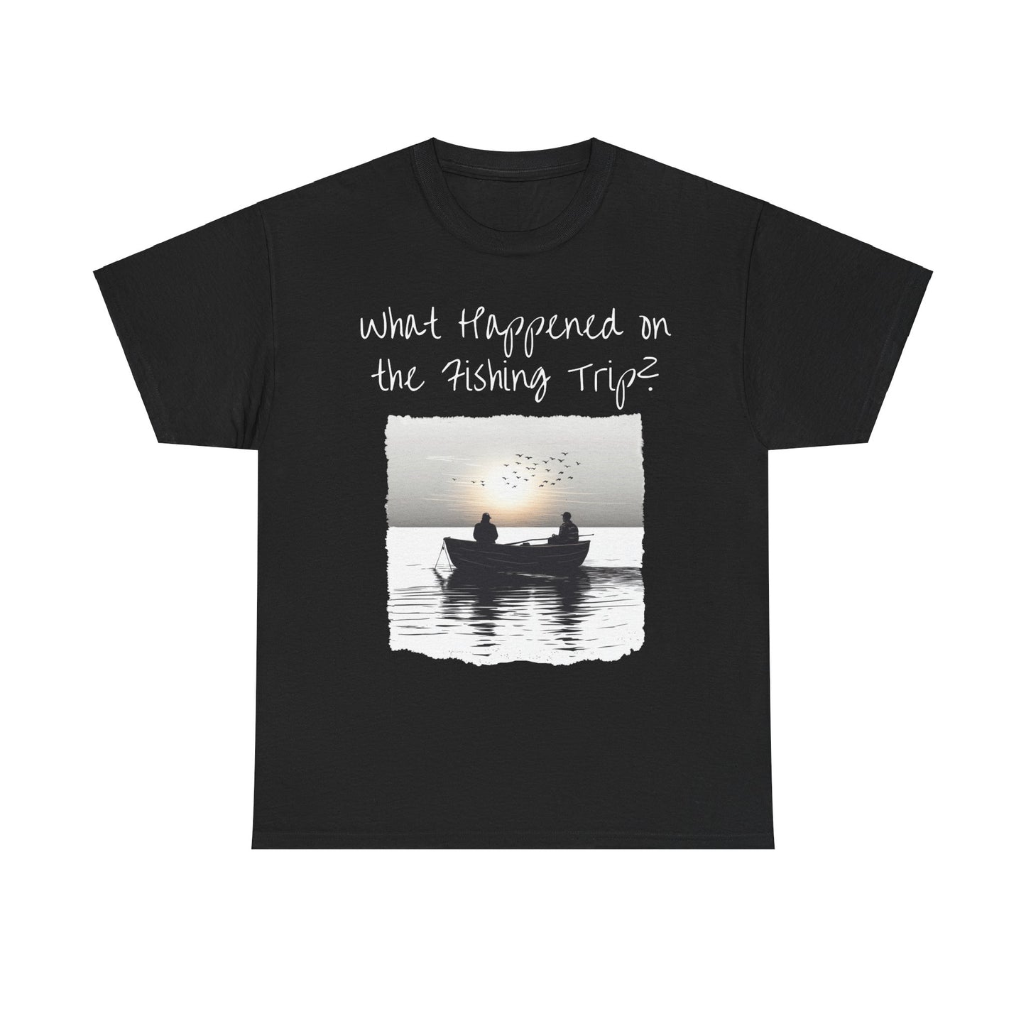 What Happened on the Fishing Trip? Unisex Black Cotton T-shirt