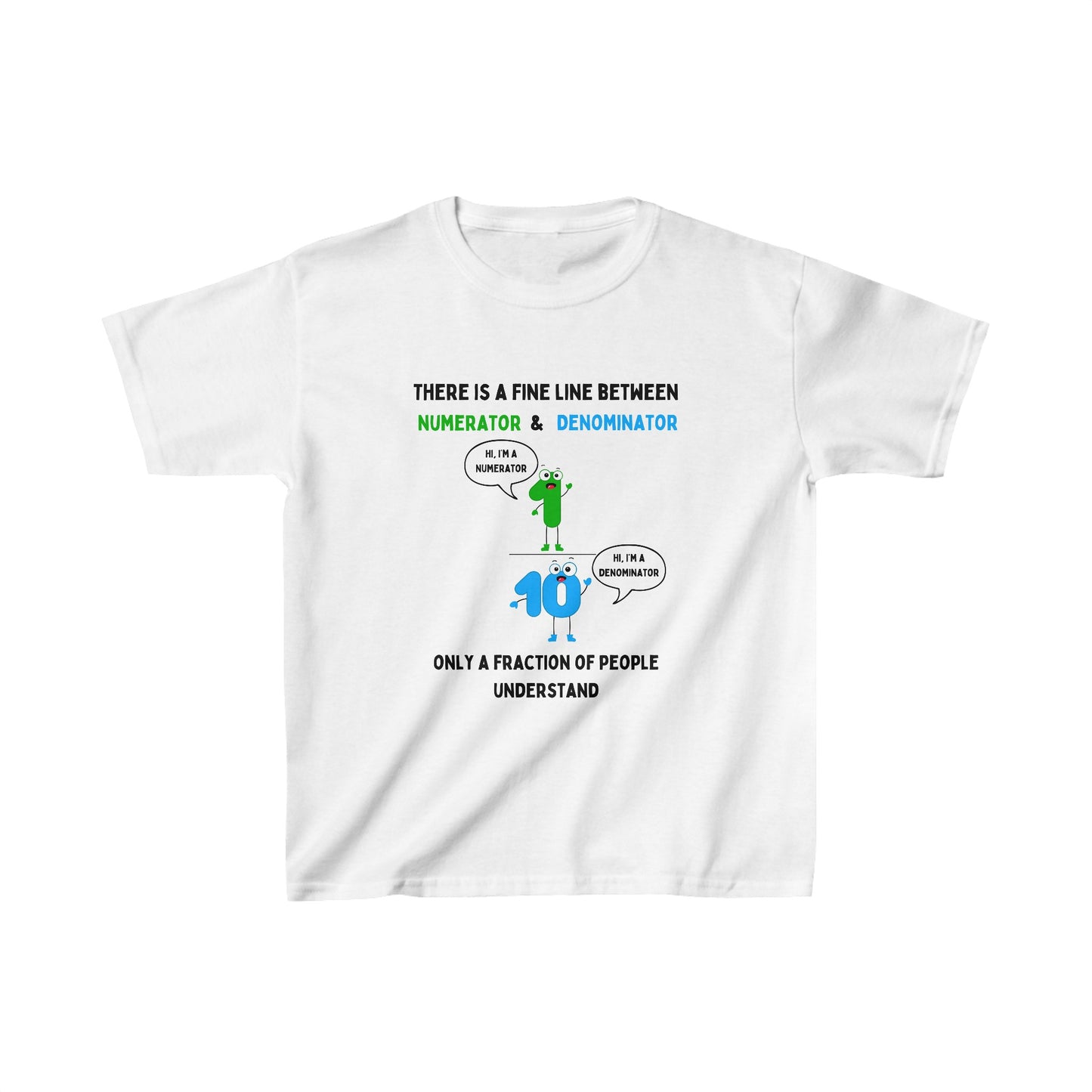 STEM-Themed Maths Humour Kid's T-Shirt: Fine Line Between Numerator and Denominator