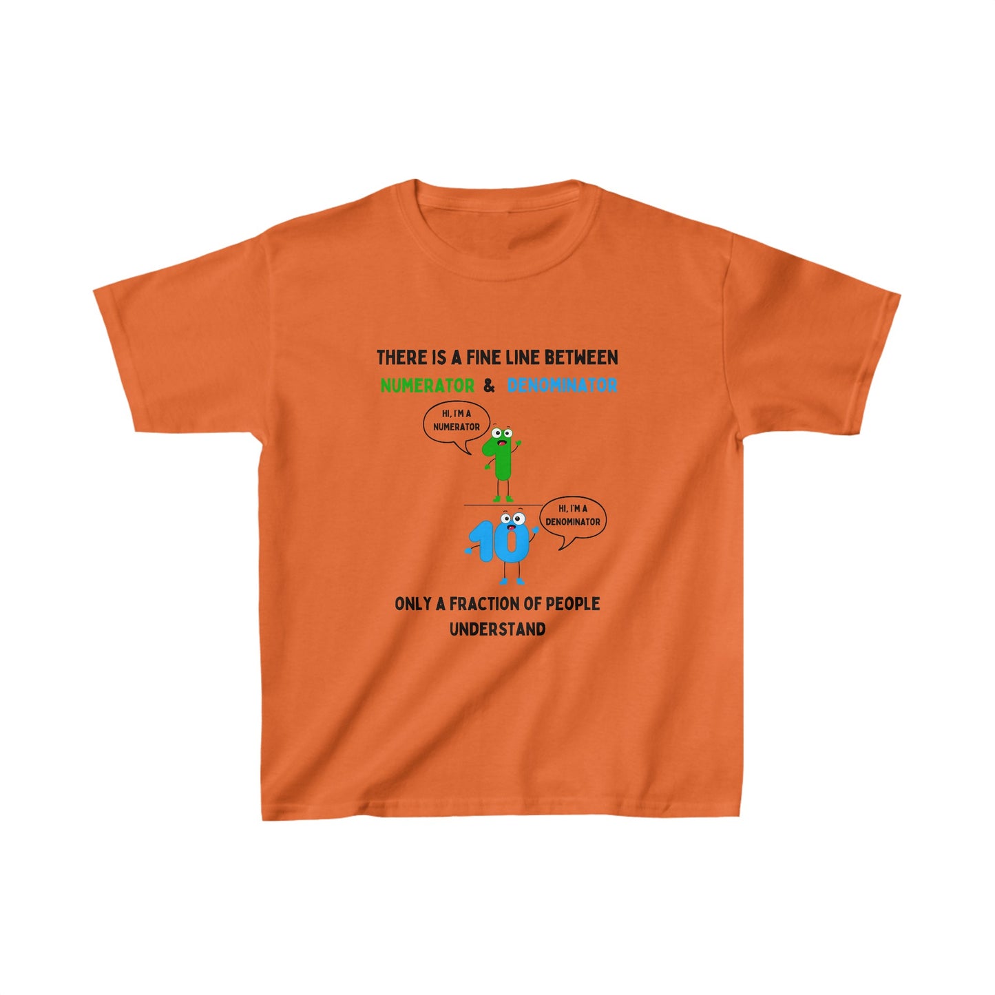 STEM-Themed Maths Humour Kid's T-Shirt: Fine Line Between Numerator and Denominator