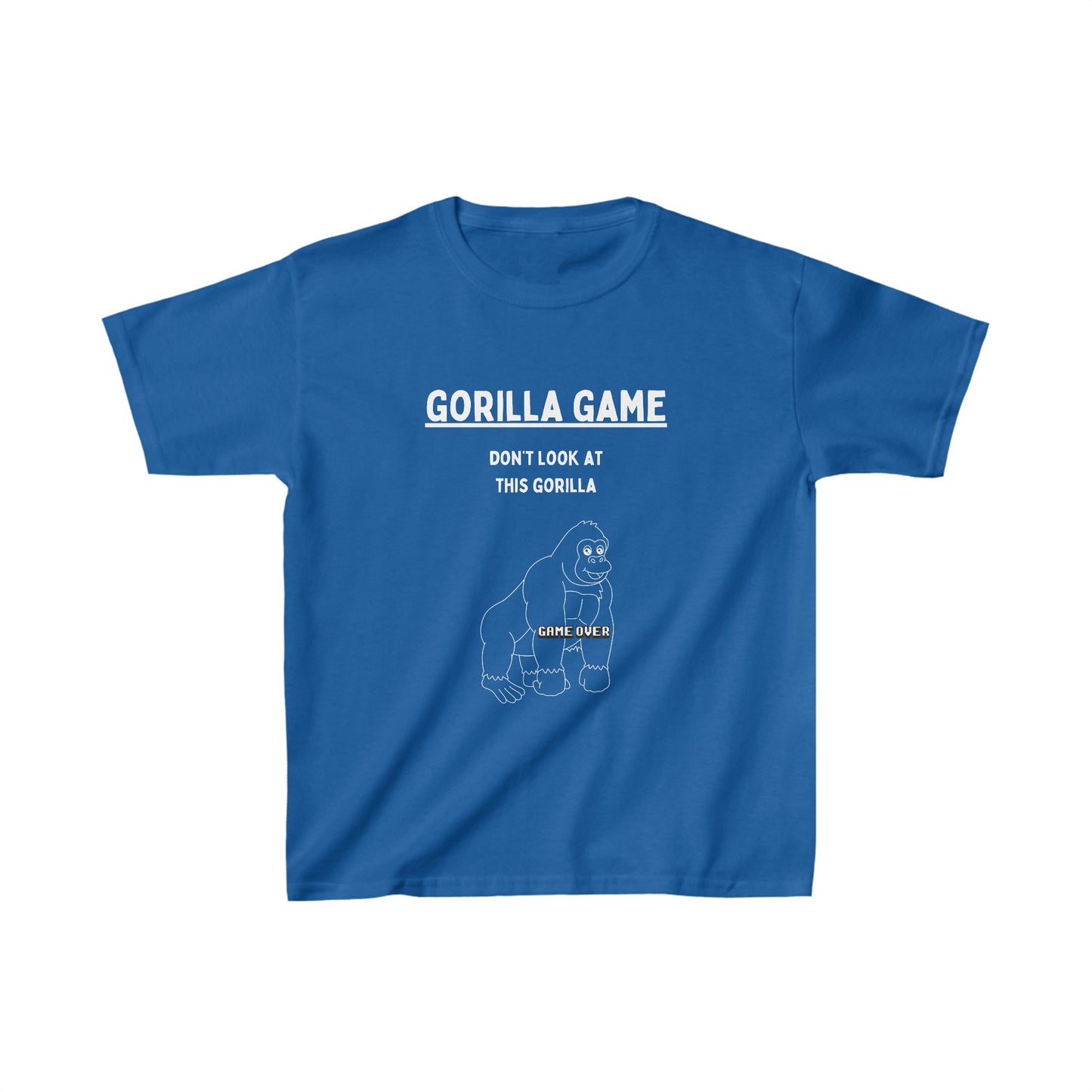 The Game Kids Gorilla T-shirt. Fun playful tee in black, khaki green and royal blue