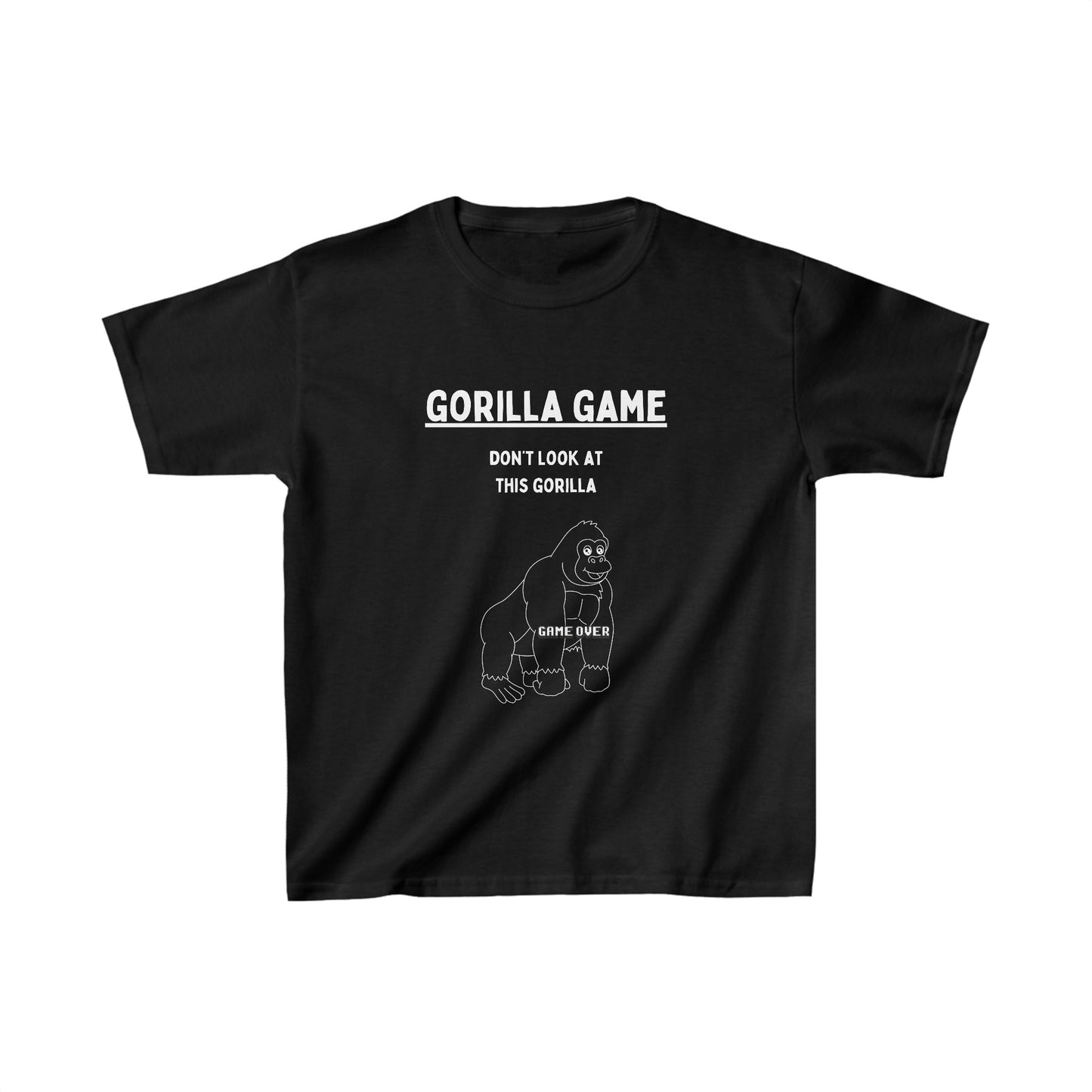 The Game Kids Gorilla T-shirt. Fun playful tee in black, khaki green and royal blue