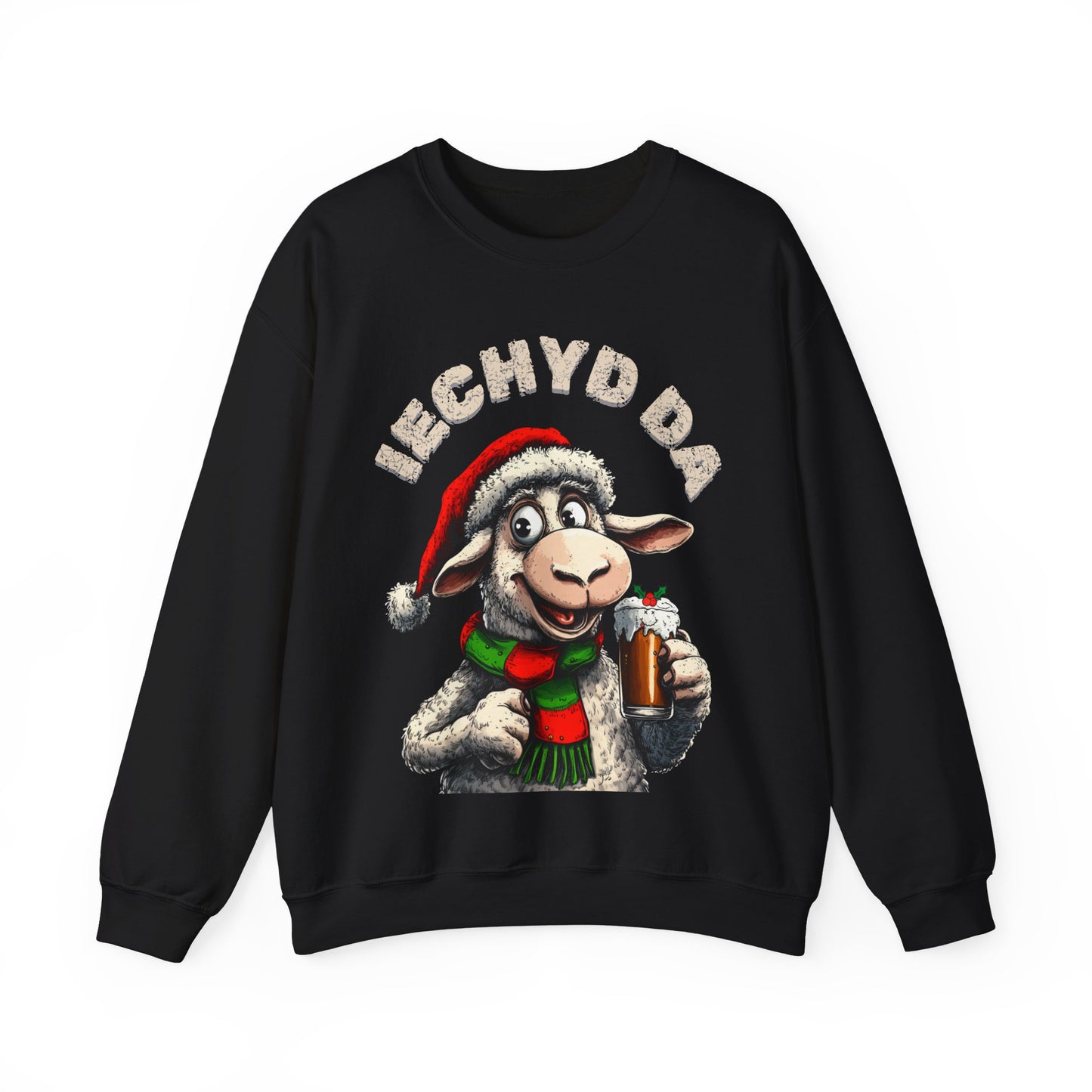 Women's Black or White "Iechyd Da" Sweatshirt – Welsh Christmas Jumper Alternative