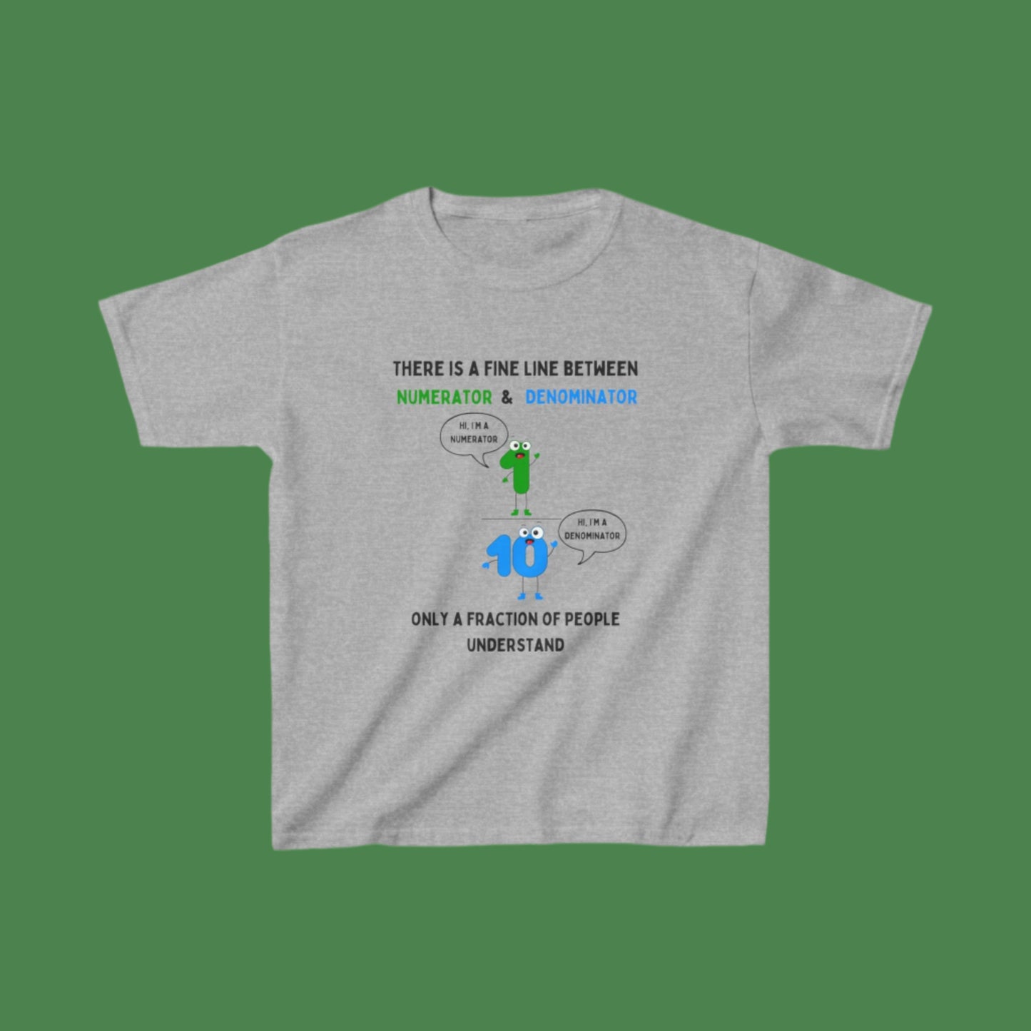 STEM Maths Humour Kid's T-Shirt: Fine Line Between Numerator & Denominator