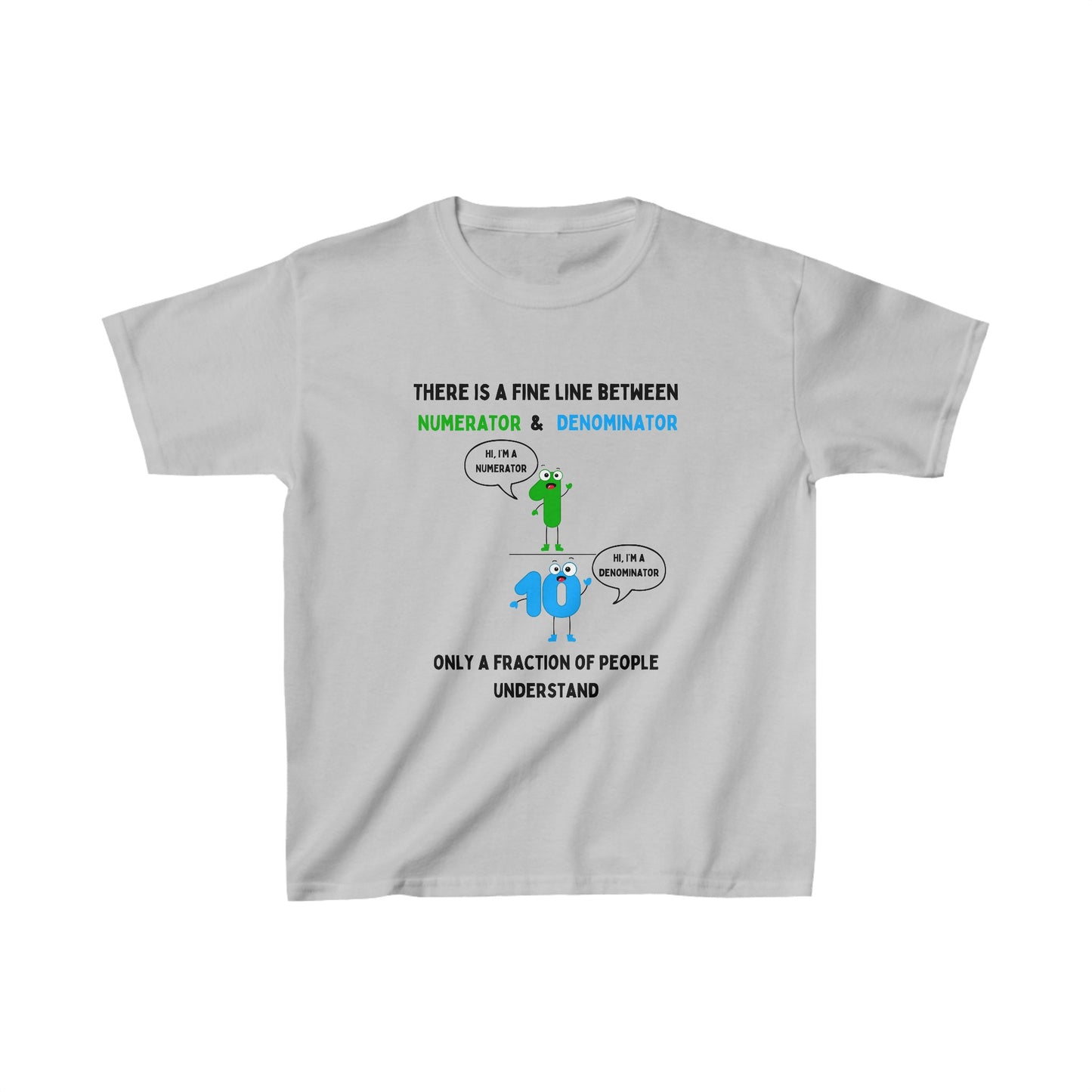 STEM-Themed Maths Humour Kid's T-Shirt: Fine Line Between Numerator and Denominator