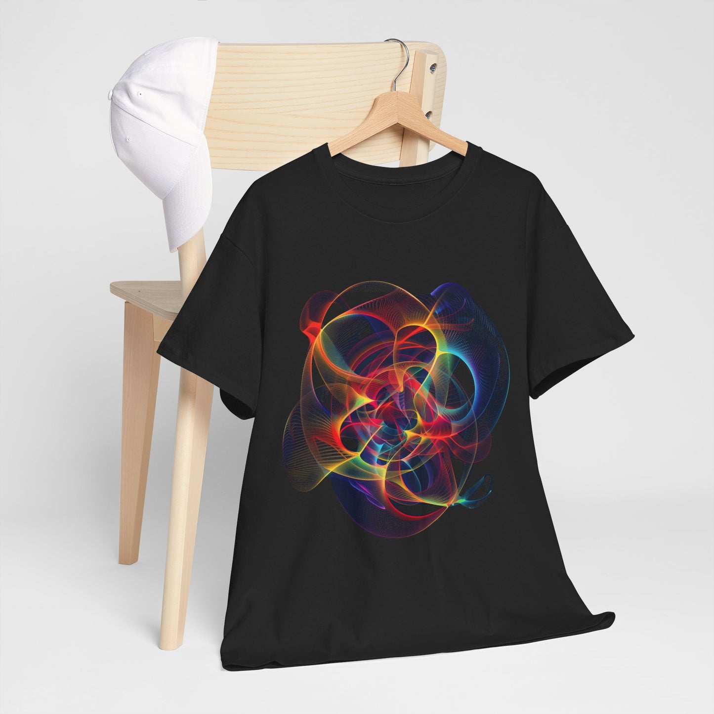 Embrace Chaos: Vibrant Chaos Theory Design on Black Unisex T-Shirt