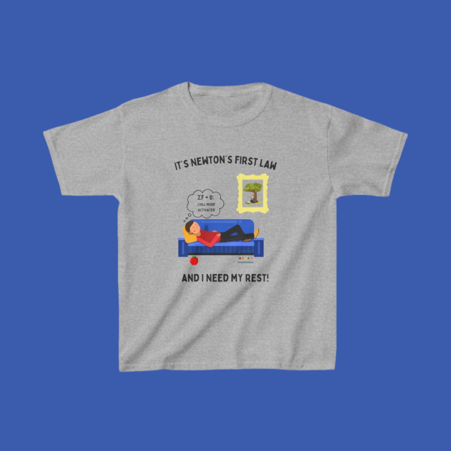 Chill Mode Activated – Kids’ STEM T-Shirt Inspired by Newton’s First Law