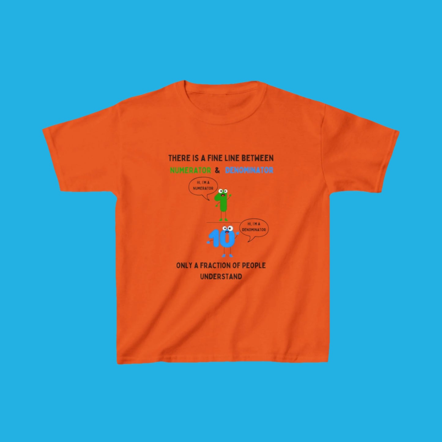 STEM Maths Humour Kid's T-Shirt: Fine Line Between Numerator & Denominator