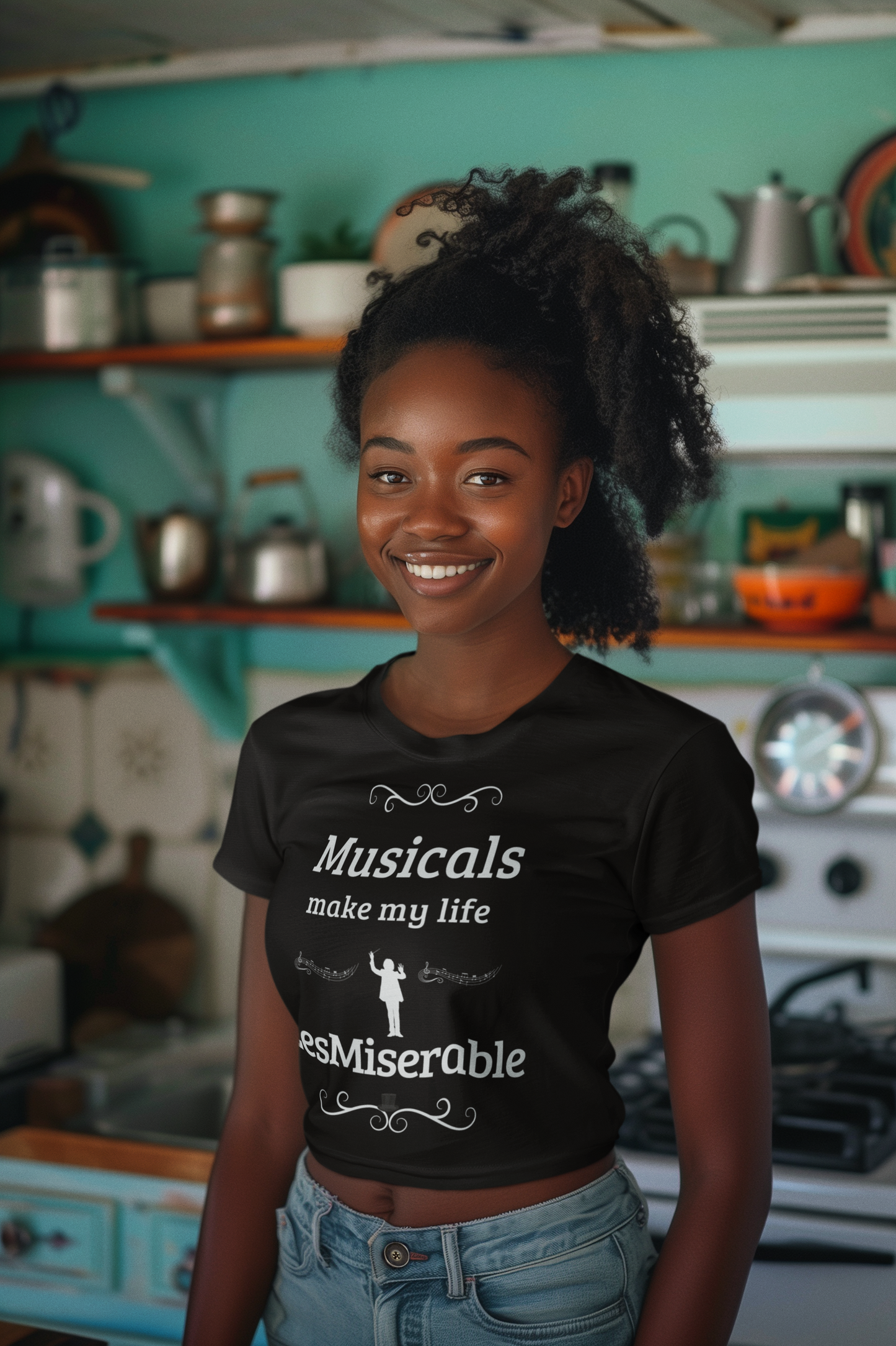 Women's Cropped Tee - "Musicals Make My Life LesMiserable" (Black)