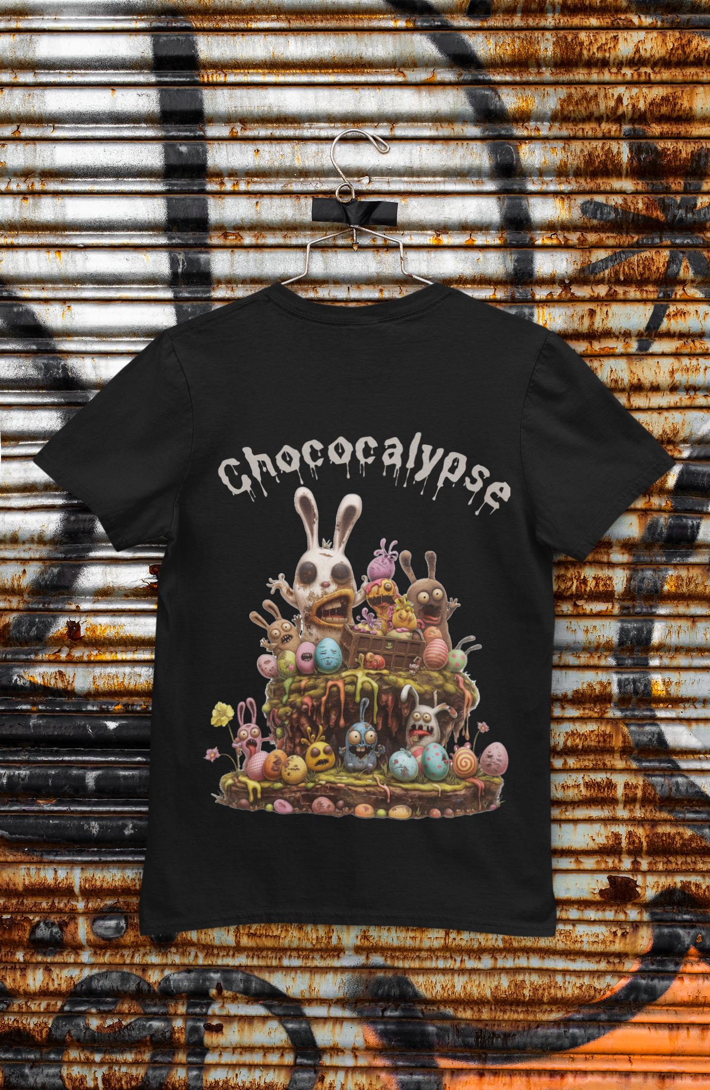 Zombie Chocolate lovers 'Chococalypse' T-shirt.  KIDS Black Unisex heavy cotton.