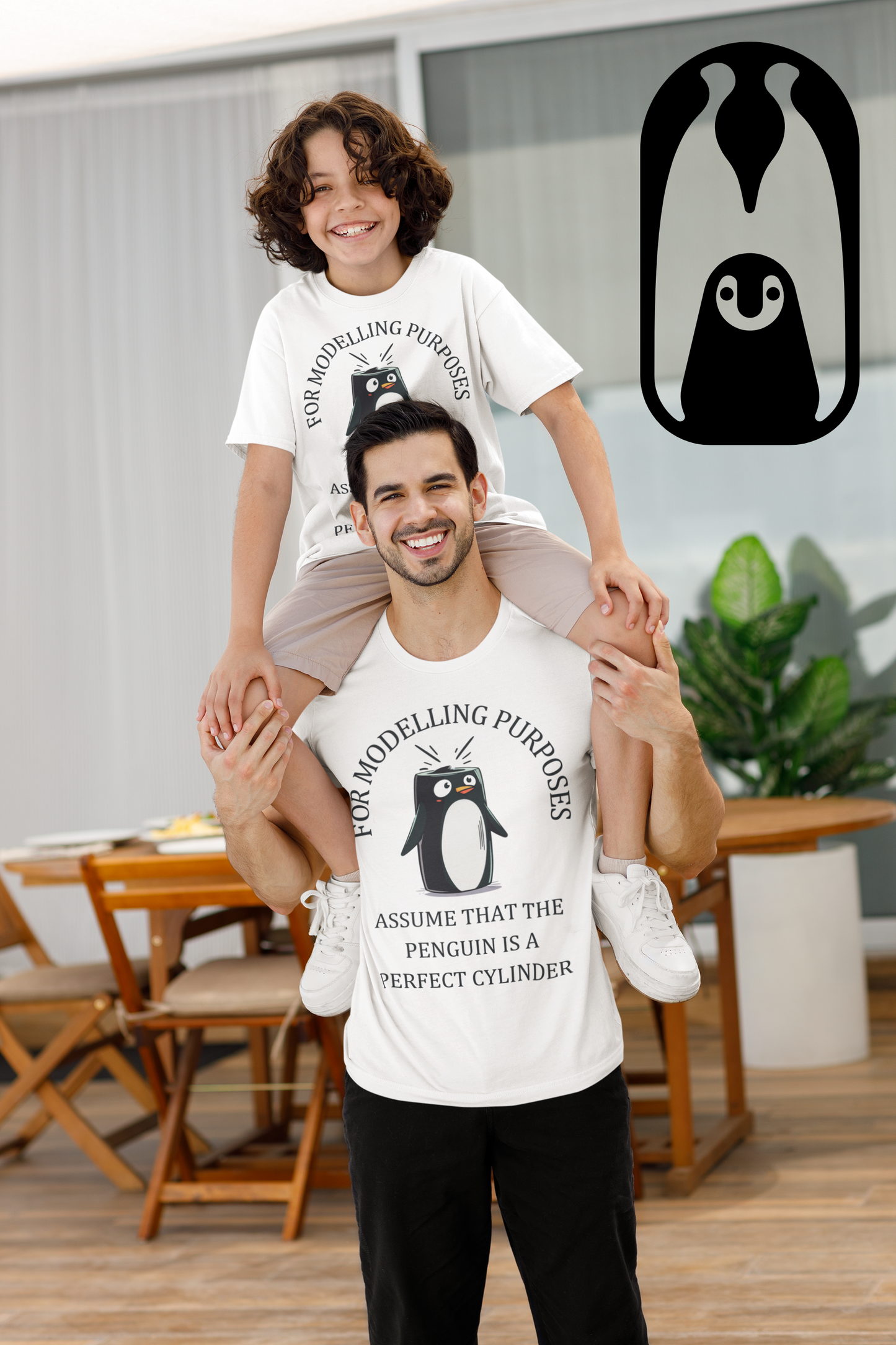 Kids' STEM Maths T-Shirt: Cylindrical Penguin Fun!