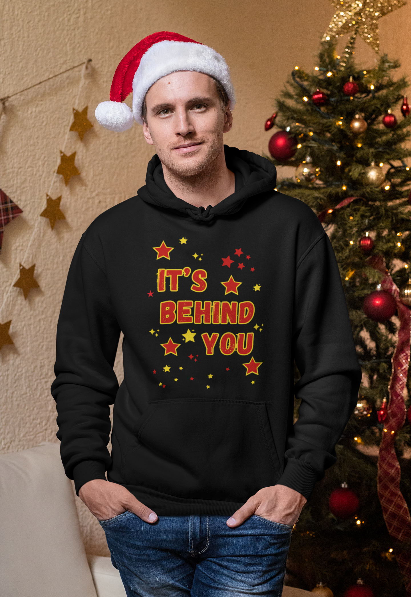 Pantomime Hoodie – ‘It’s Behind You!’ Christmas Hoodie for Panto Fans