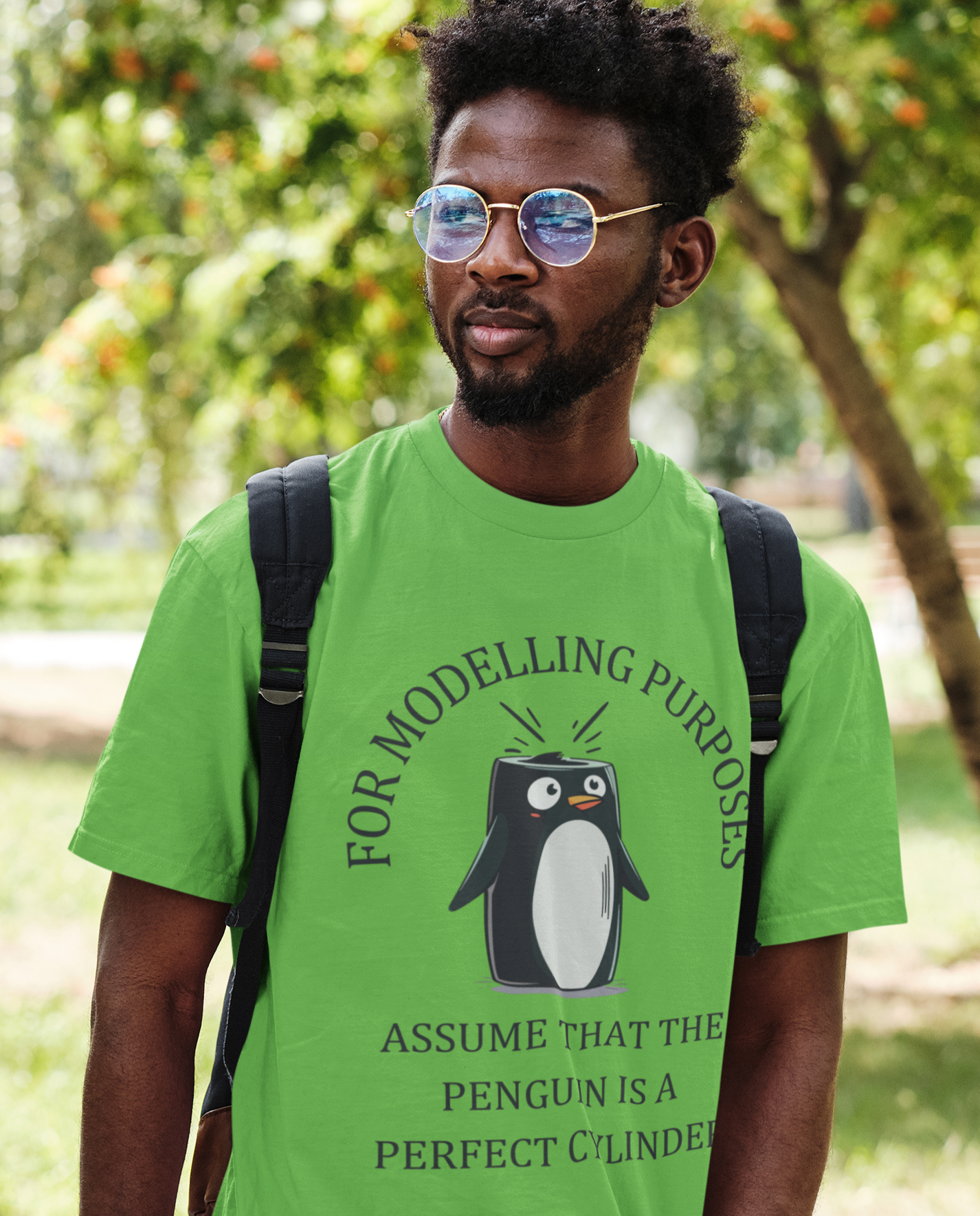 Unisex Maths Humour T-Shirt: Perfect Cylinder Penguin