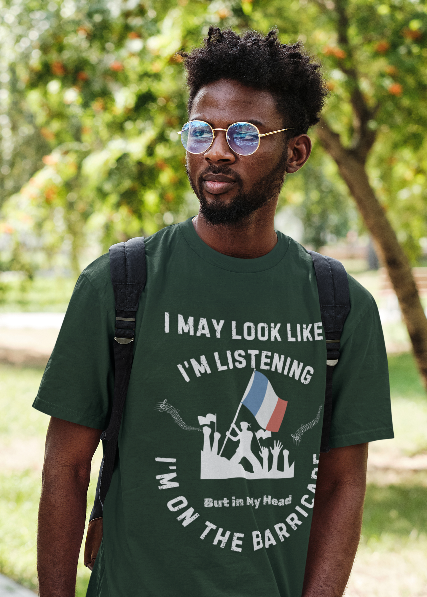 "I May Look Like I'm Listening, But In My Head I'm on the Barricade" Cotton T-shirt Unisex