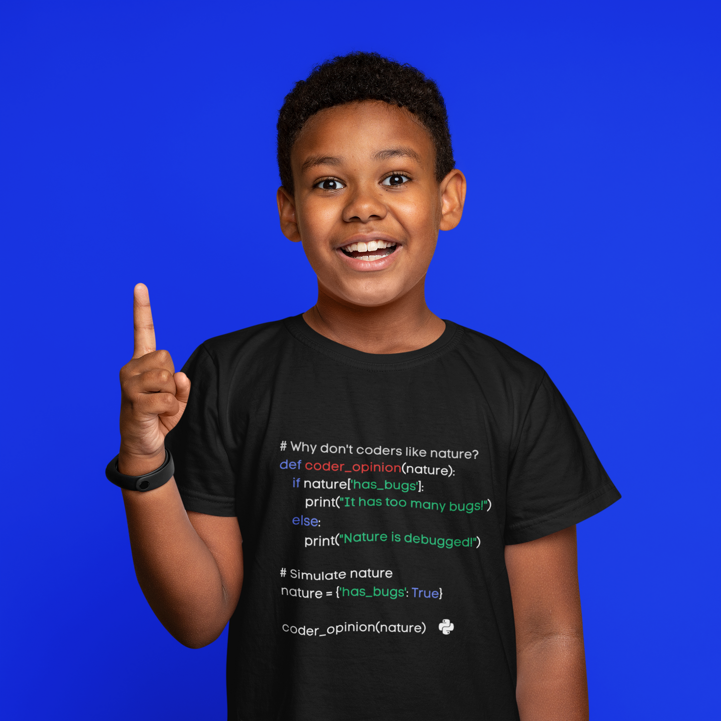 "Why don't coders like nature? // It has too many bugs!" - STEM T-shirt for Coders