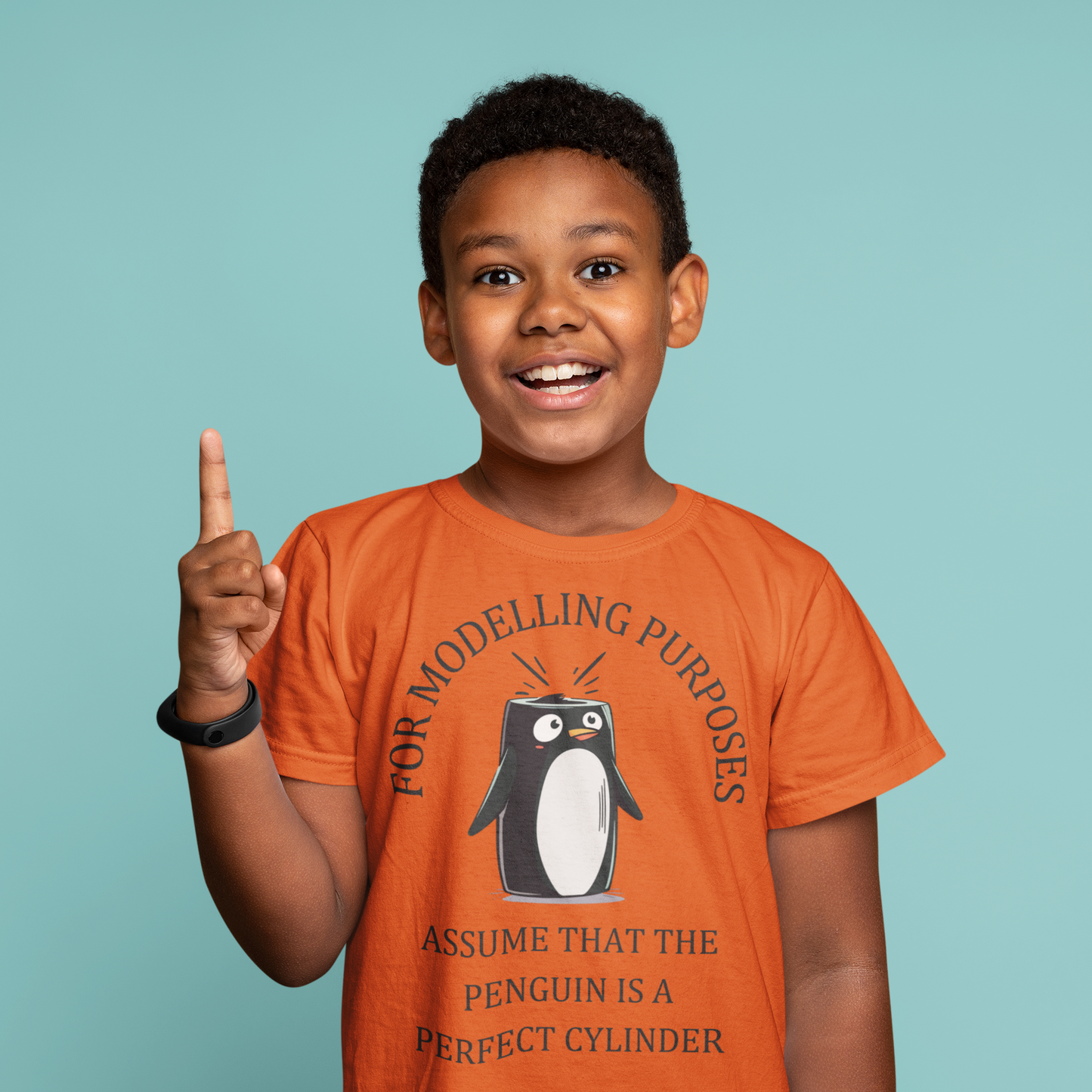 Kids' STEM Maths T-Shirt: Cylindrical Penguin Fun!