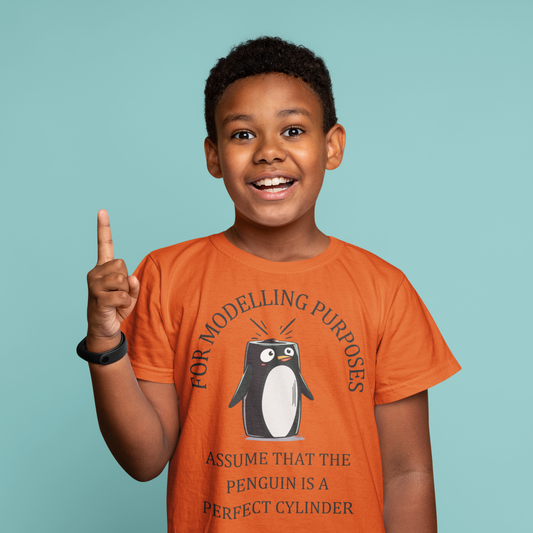 Kids' STEM Maths T-Shirt: Cylindrical Penguin Fun!