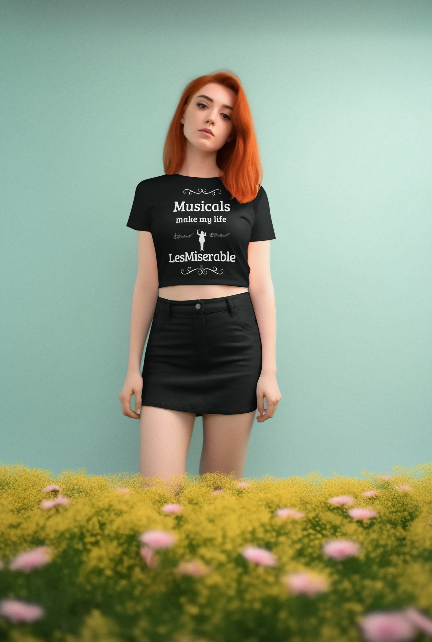 Women's Cropped Tee - "Musicals Make My Life LesMiserable" (Black)