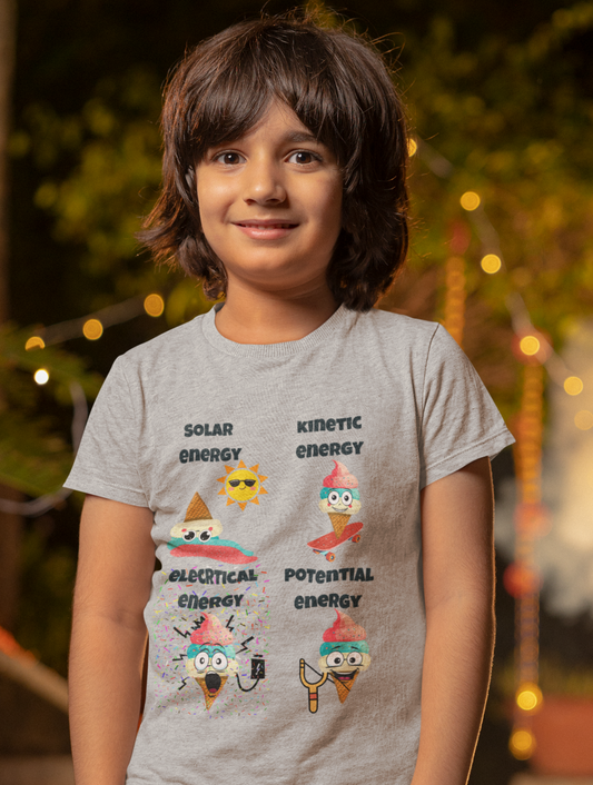 STEM Physics Fun: Ice Cream Energy T-Shirt for Kids