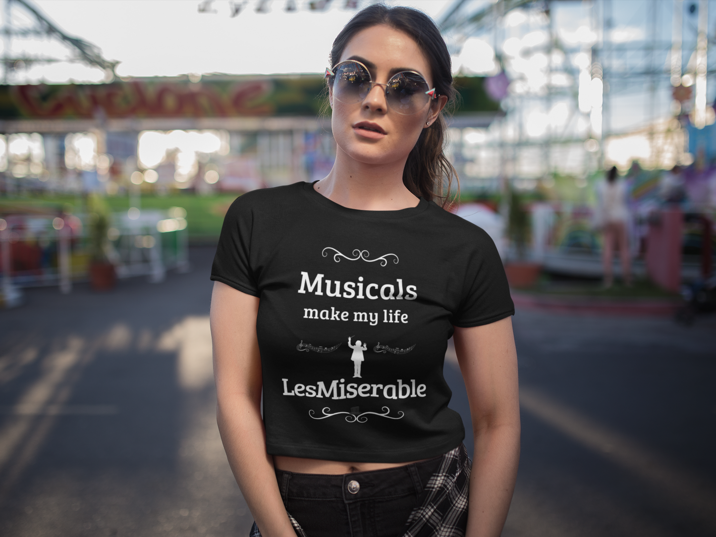 Women's Cropped Tee - "Musicals Make My Life LesMiserable" (Black)