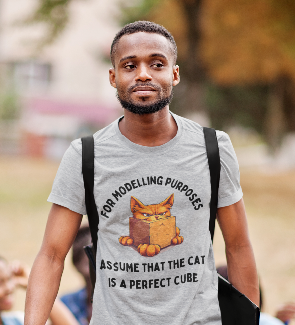 "For Modelling Purposes, Assume the Cat is a Perfect Cube" Unisex Heavy Cotton T-Shirt