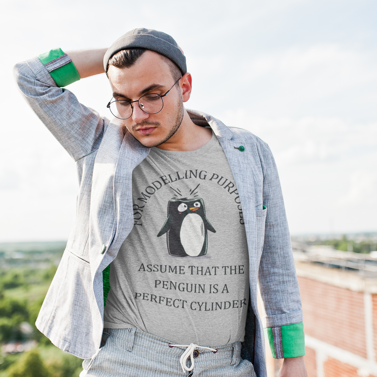 Unisex Maths Humour T-Shirt: Perfect Cylinder Penguin