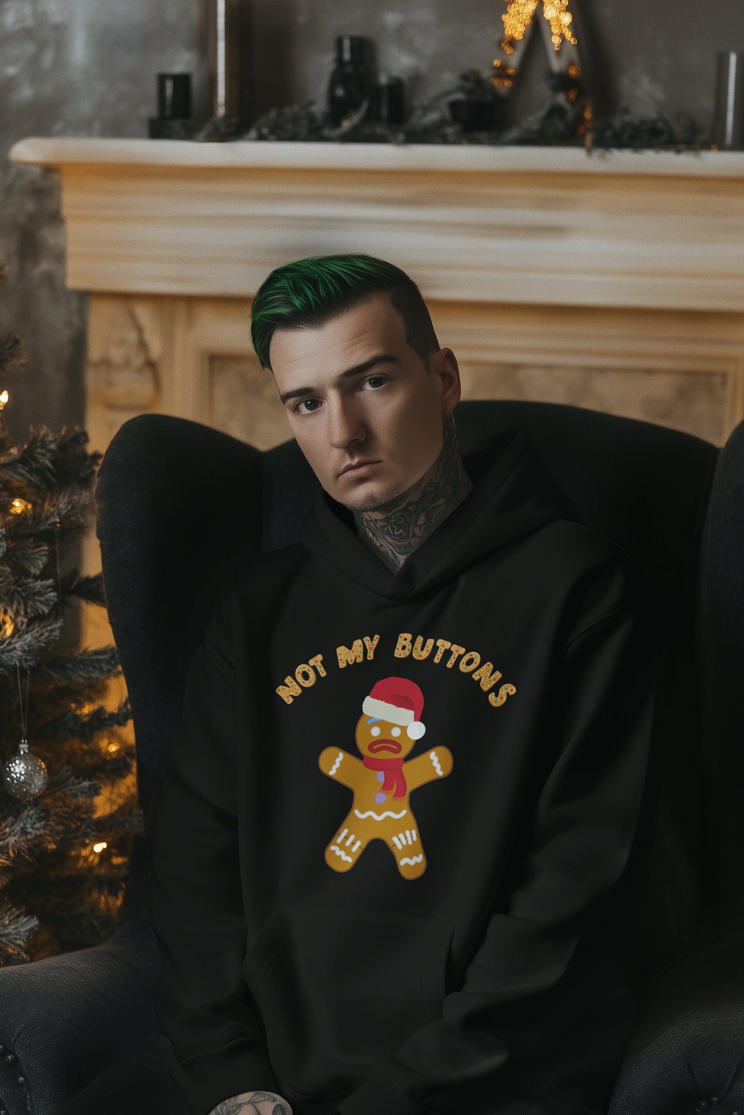 Not My Buttons! Festive Gingerbread Man Hoodie for Christmas Cheer