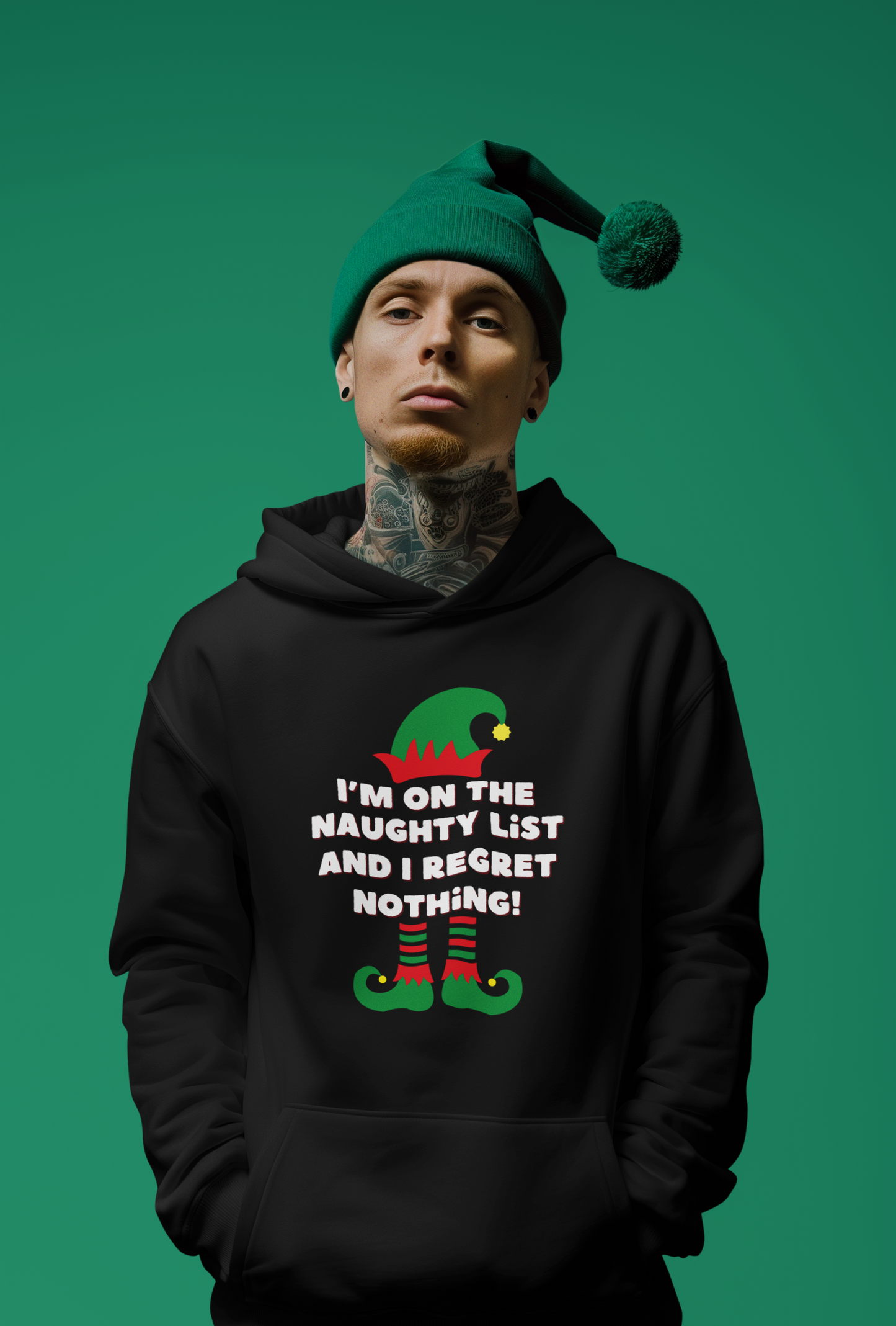 Naughty List Hoodie – Black - No Regrets, Just Christmas Mischief!