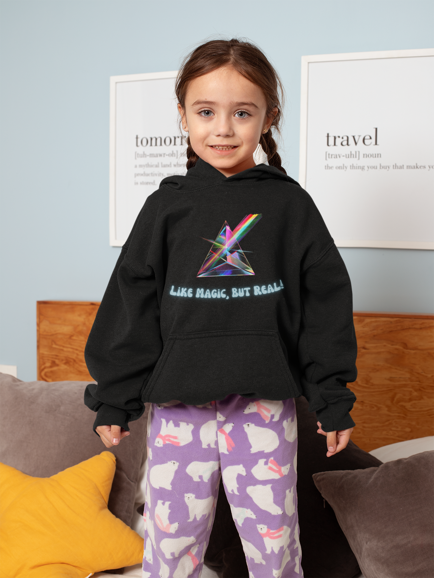 STEM Hoodie: Science - Like Magic, But Real | Triangular Prism Crystal with Rainbow Light