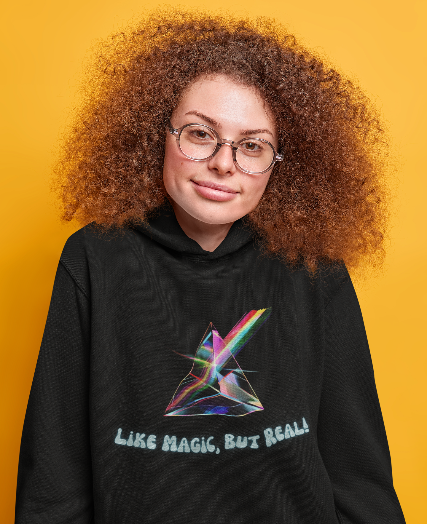 STEM Hoodie: Science - Like Magic, But Real | Triangular Prism Crystal with Rainbow Light