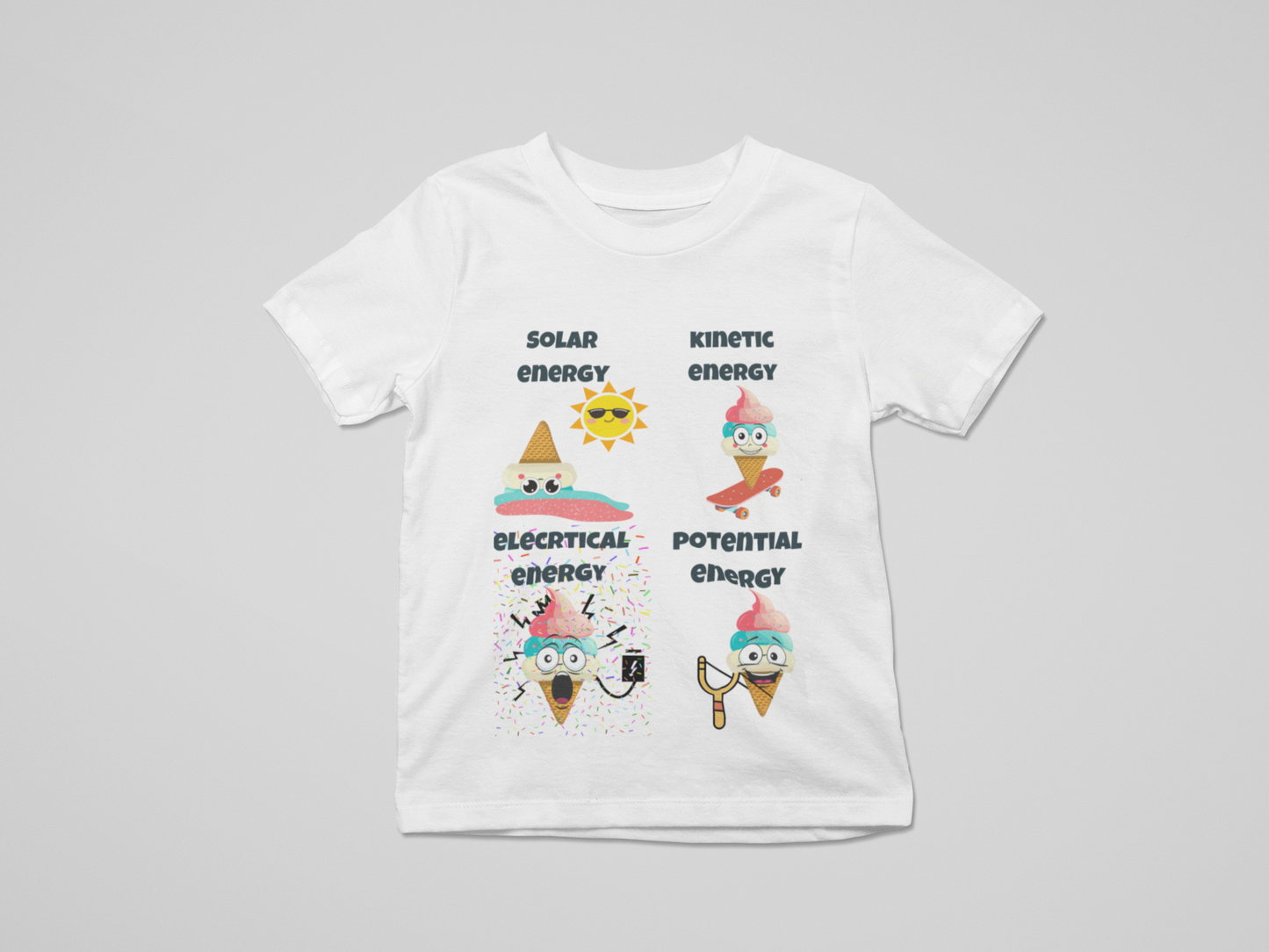 STEM Physics Fun: Ice Cream Energy T-Shirt for Kids