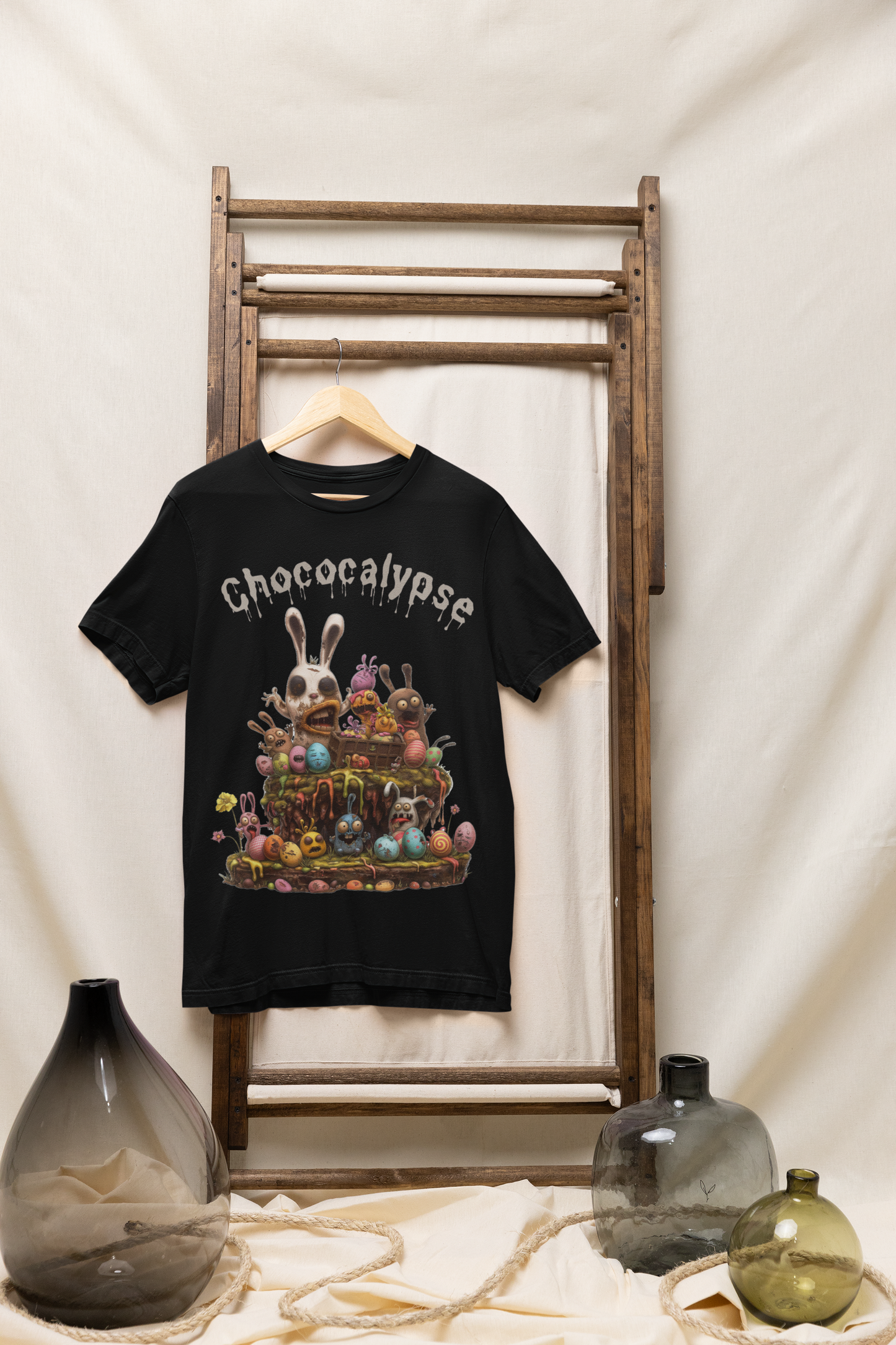 Zombie Chocolate lovers 'Chococalypse' T-shirt.  KIDS Black Unisex heavy cotton.