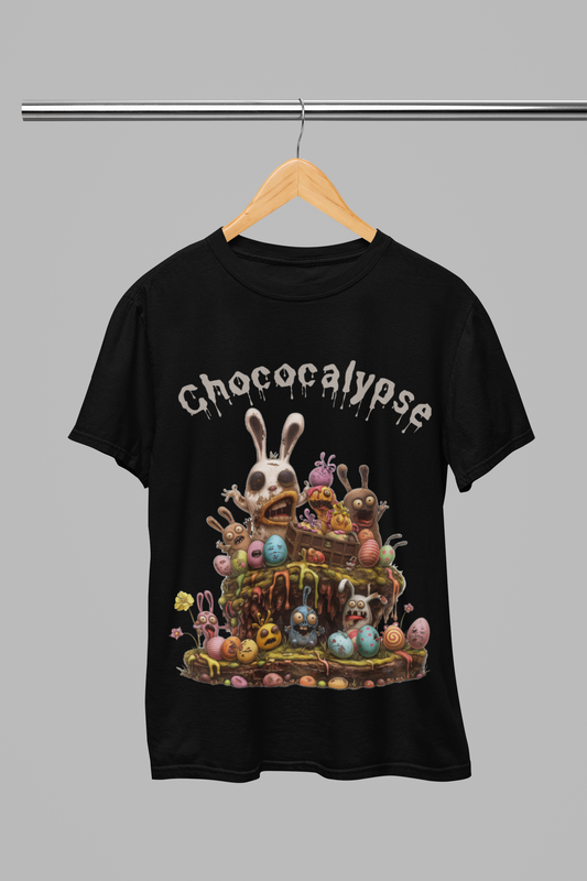 Zombie Chocolate lovers 'Chococalypse' T-shirt.  KIDS Black Unisex heavy cotton.