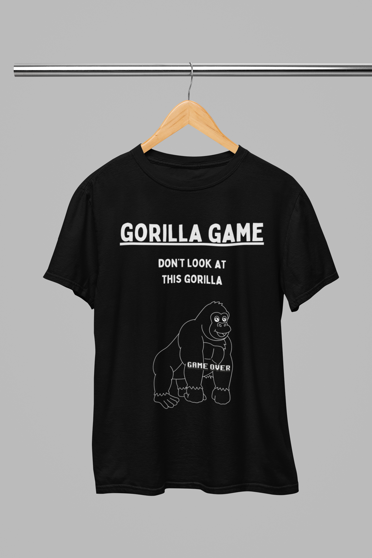 The Game Kids Gorilla T-shirt. Fun playful tee in black, khaki green and royal blue