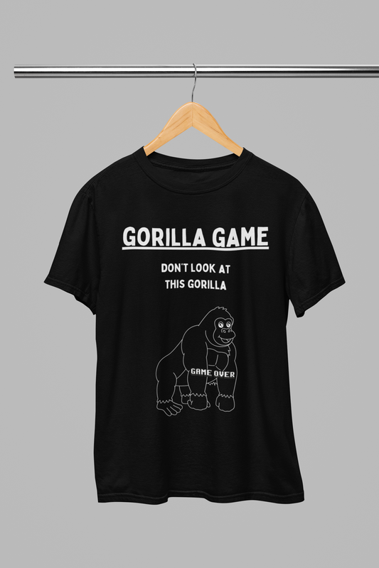 The Game Kids Gorilla T-shirt in Heavy Cotton. Fun playful tee in black, khaki green and royal blue