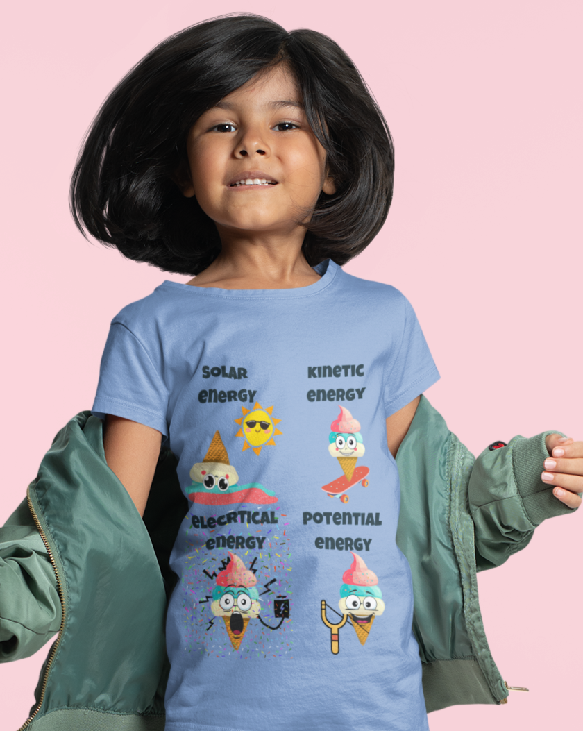 STEM Physics Fun: Ice Cream Energy T-Shirt for Kids