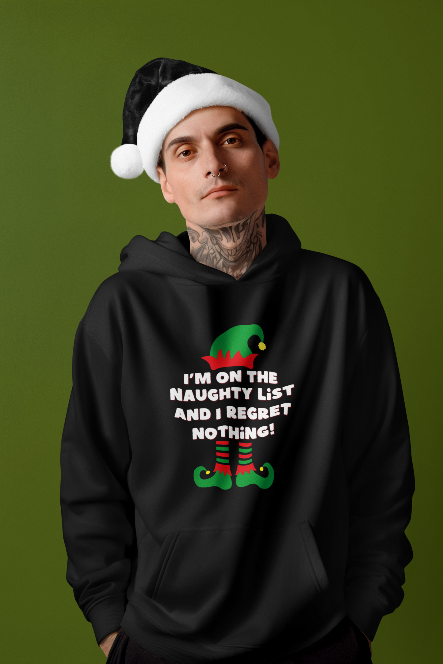 Naughty List Hoodie – Black - No Regrets, Just Christmas Mischief!